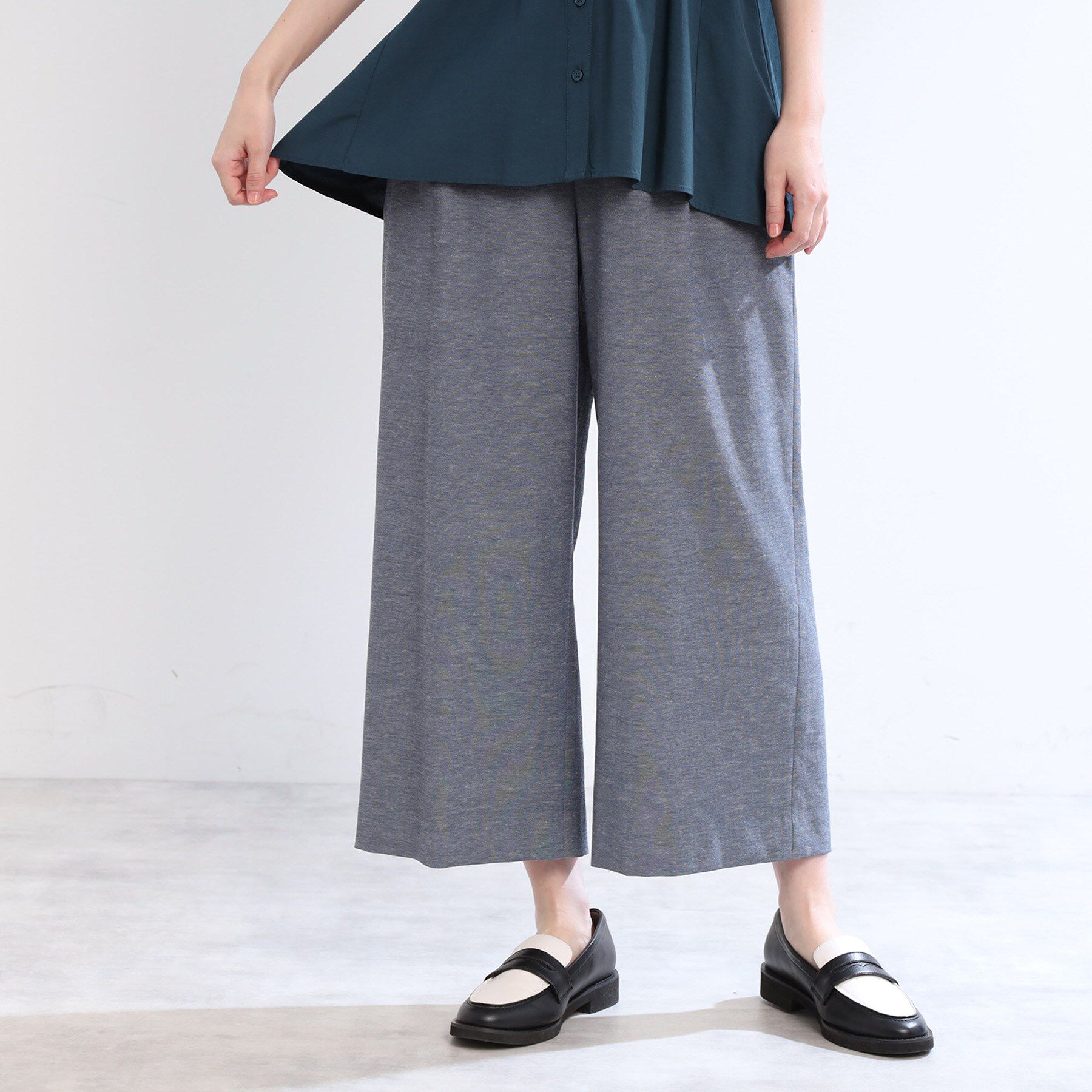 Reflect「【E‐QUALITY／手洗い可】ワイドクロップドパンツ」|その他|ネイビー(594)