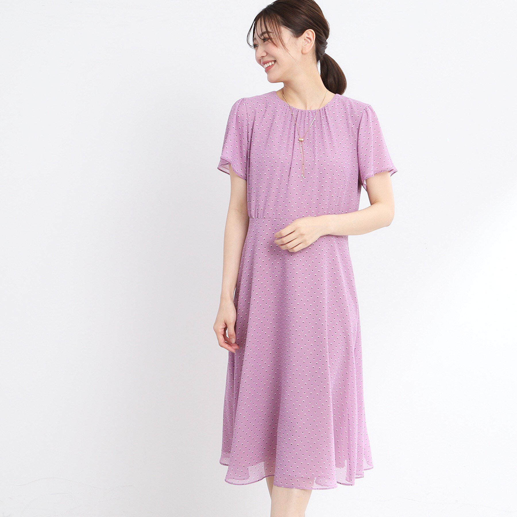 Reflect「【夏SALE／WEB先行カラーあり／マシンウォッシュ可】コツキ幾何柄ワンピース」|ワンピース|ピンク(172)