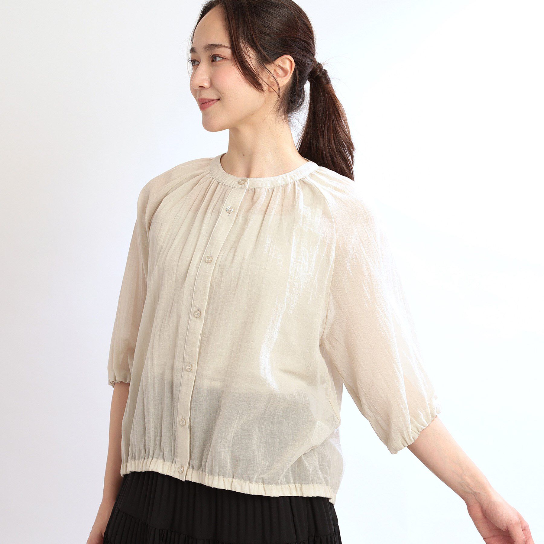 Reflect「【夏SALE／E‐QUALITY／手洗い可／羽織にも◎】シアーブラウス」|シャツ・ブラウス|