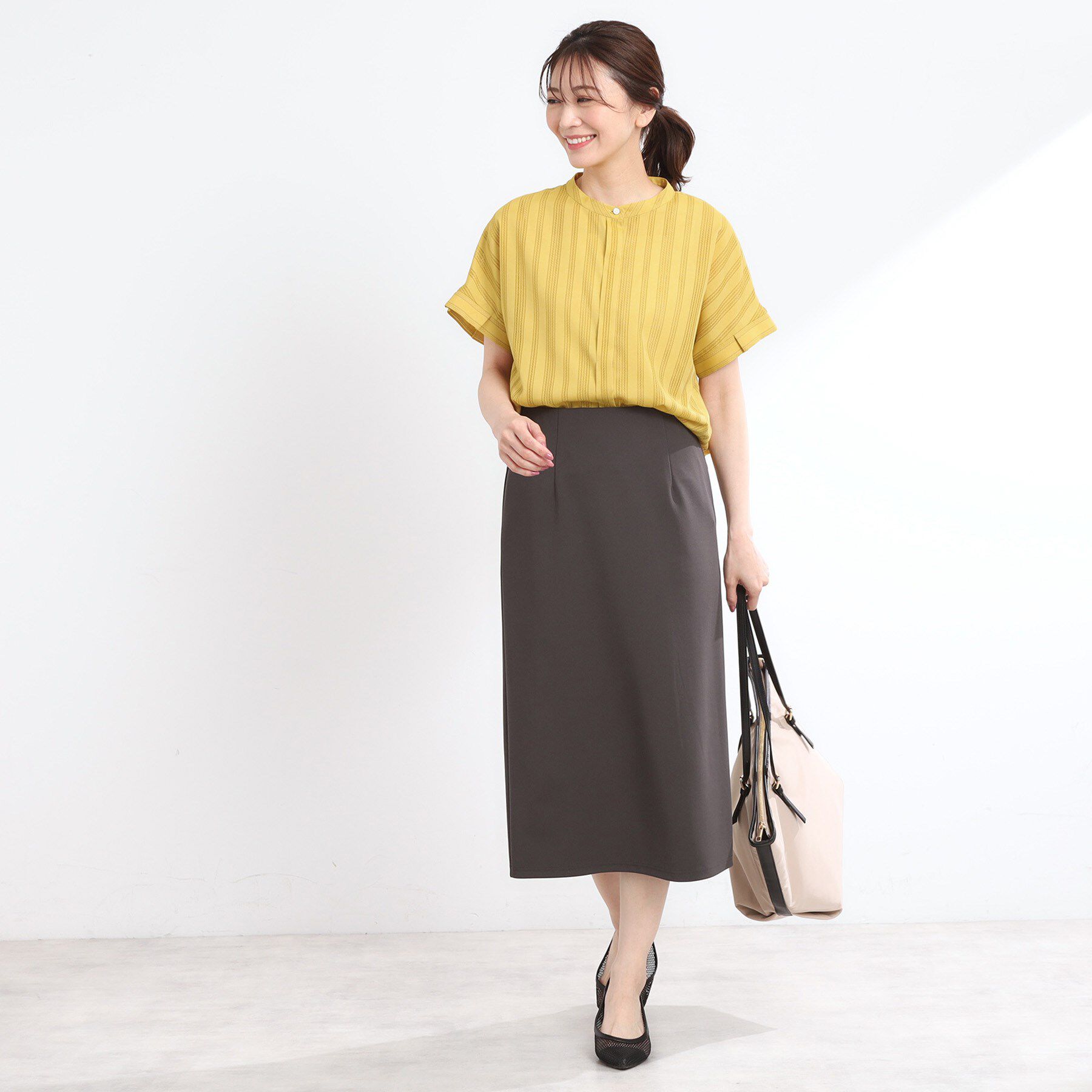 Reflect「【洗える】ドビーストライプブラウス」|シャツ・ブラウス|