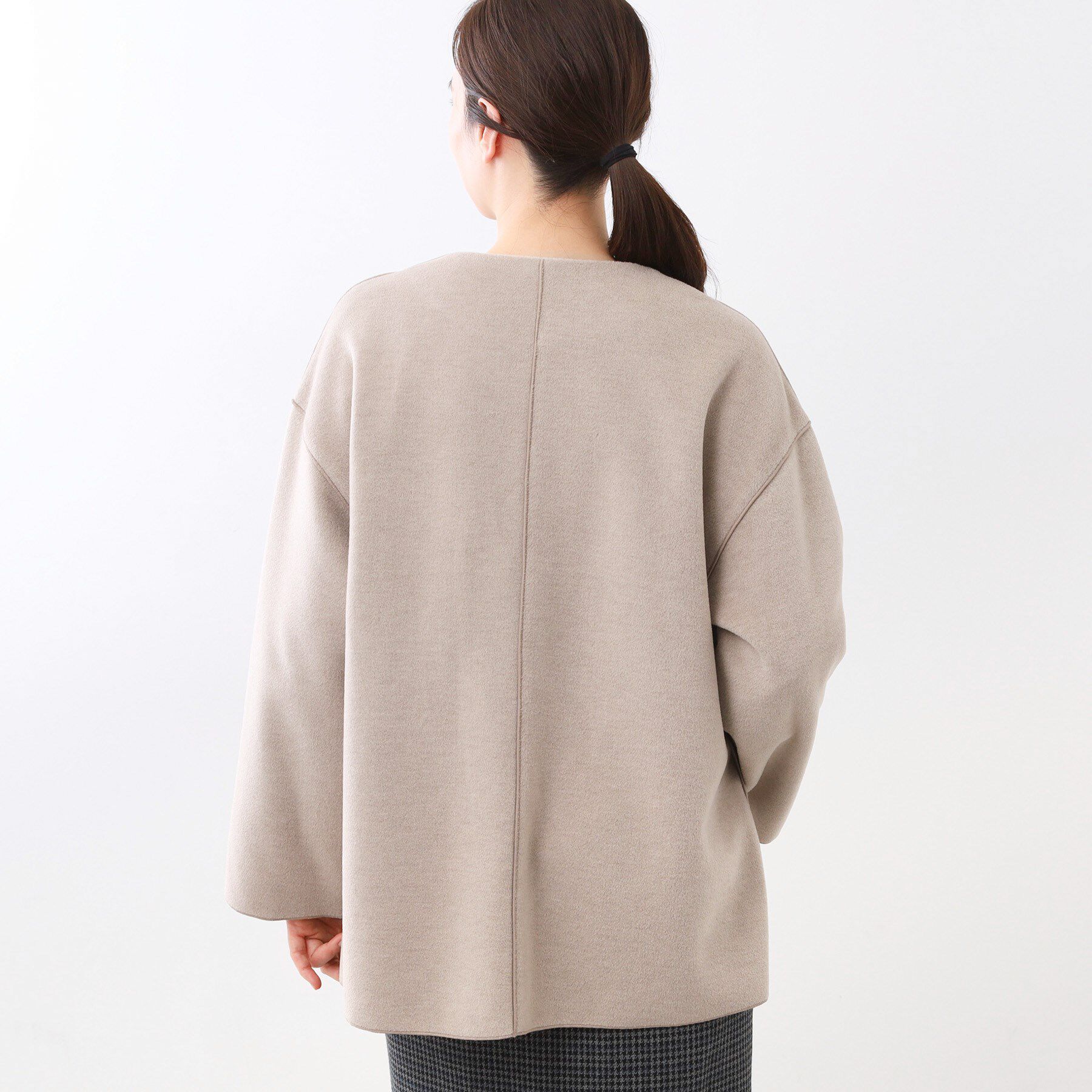 Reflect「【体型カバー／ゆったり着られる◎】リラクシーパイルコート」|ノーカラーコート|