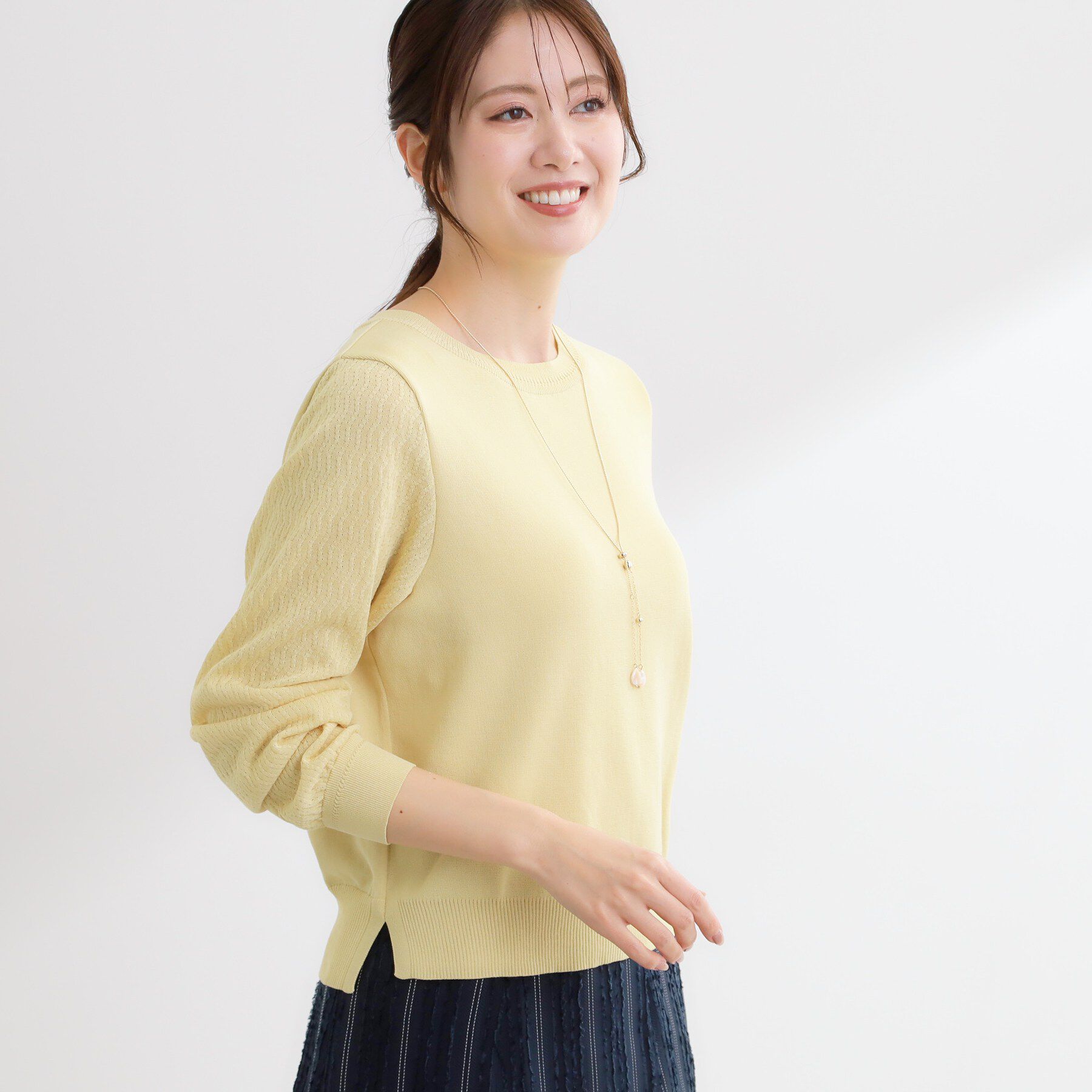 Reflect「透かしスリーブデザインハイゲージニット」|ニット・セーター|