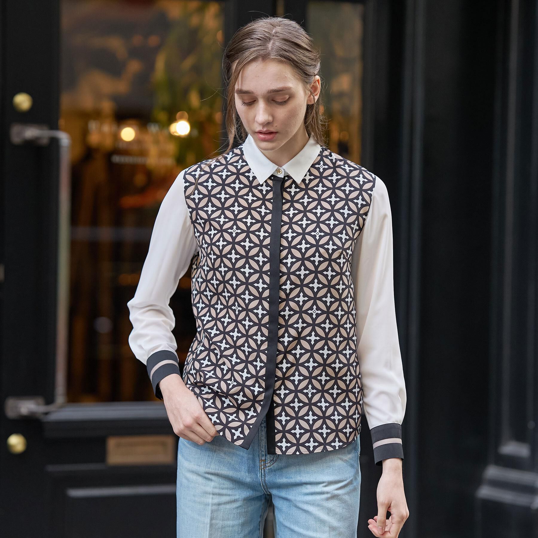 DRESSTERIOR「オーバーラップサークルコンビシャツ」|シャツ・ブラウス|