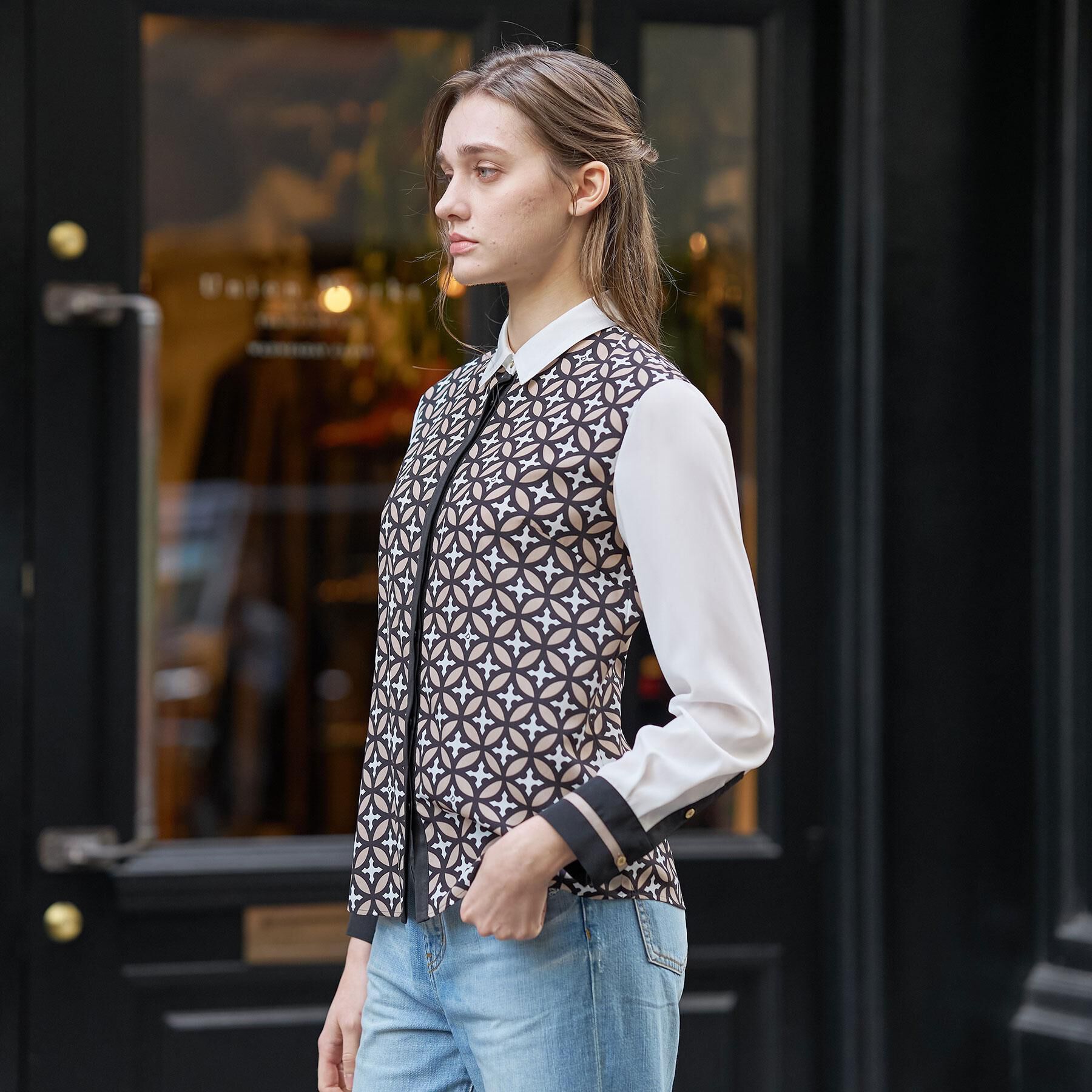 DRESSTERIOR「オーバーラップサークルコンビシャツ」|シャツ・ブラウス|