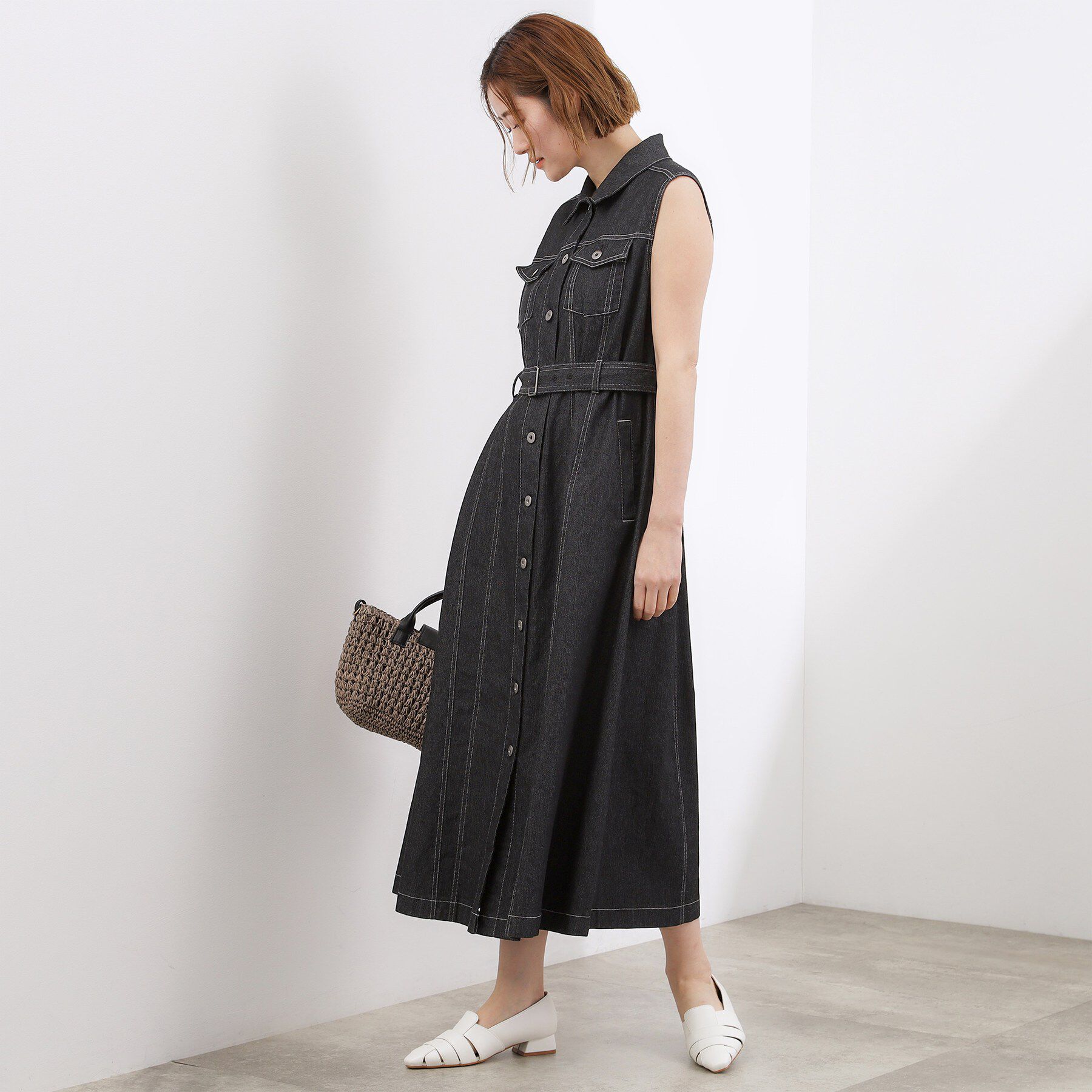 grove「【貴島明日香さん着用】デニムフレアワンピース」|ワンピース|