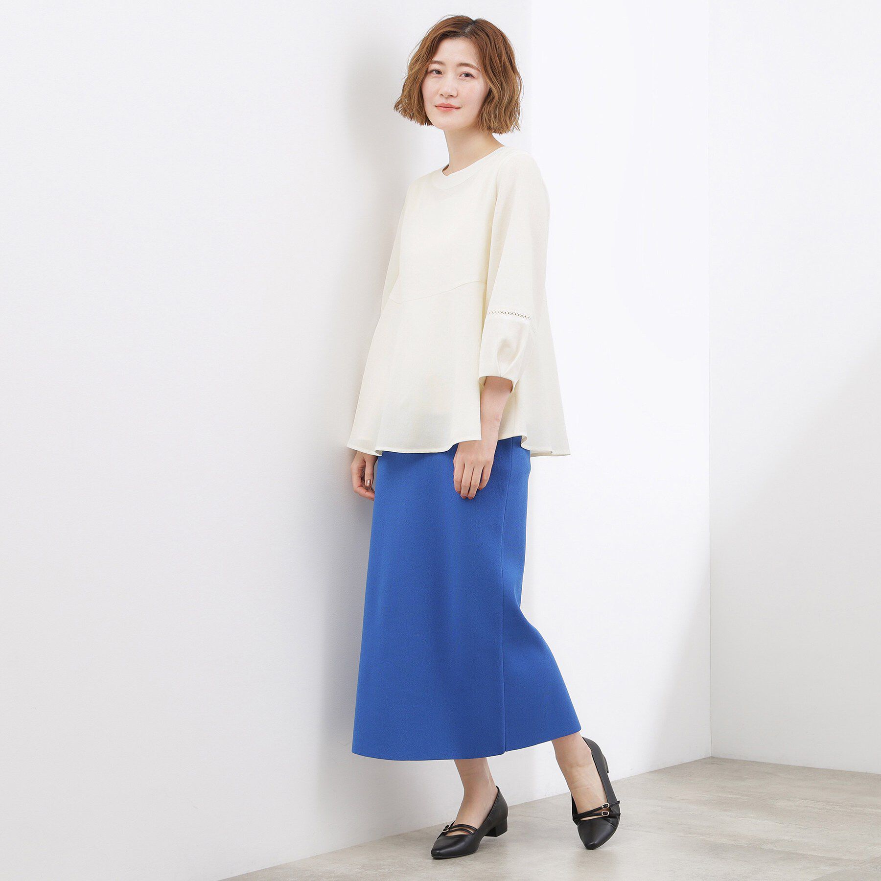 grove「【体型カバーも叶う】麻調メッシュランタンスリーブブラウス」|シャツ・ブラウス|