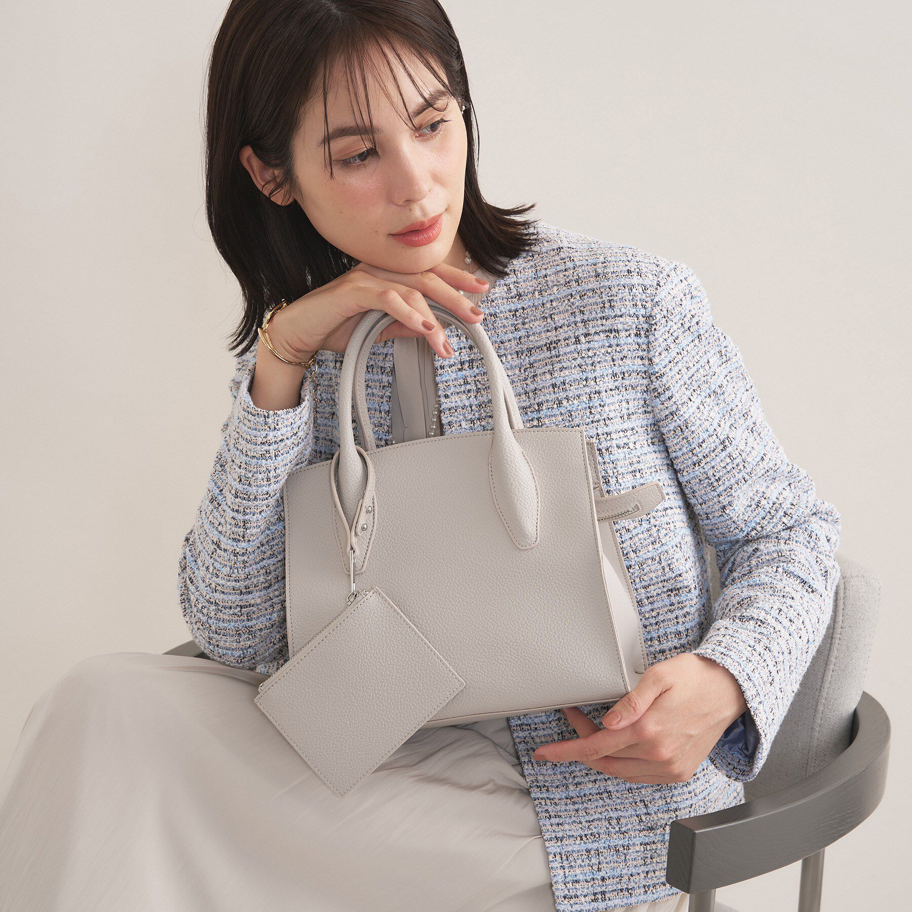 INDIVI「◆【合皮／マルチWAY／サブバッグ付】ミニショルダーバッグ」|ショルダー・メッセンジャー|ライトグレー(511