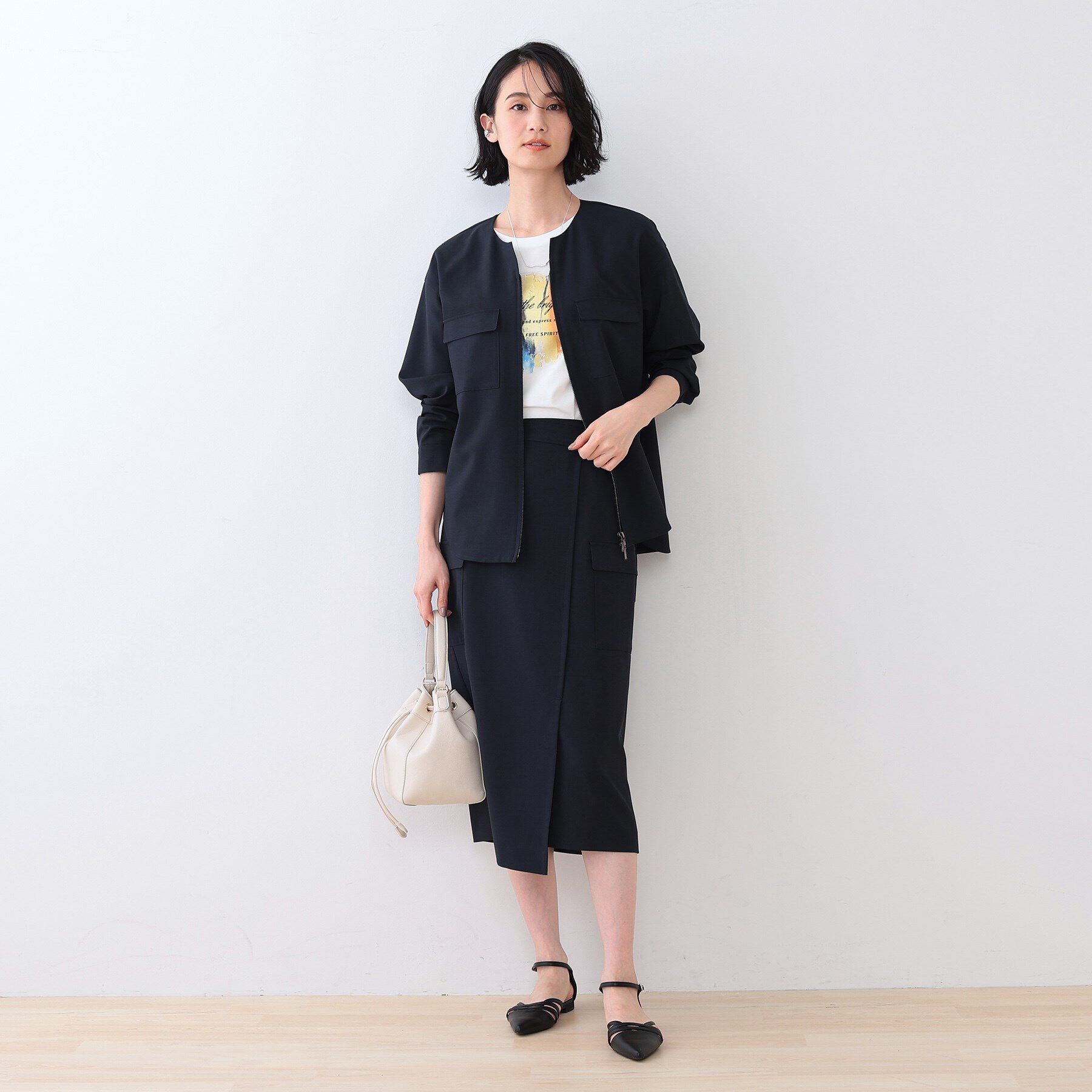 INDIVI「【洗える／アシメ／SETUP可能】カーゴデザインスカート」|スカート|