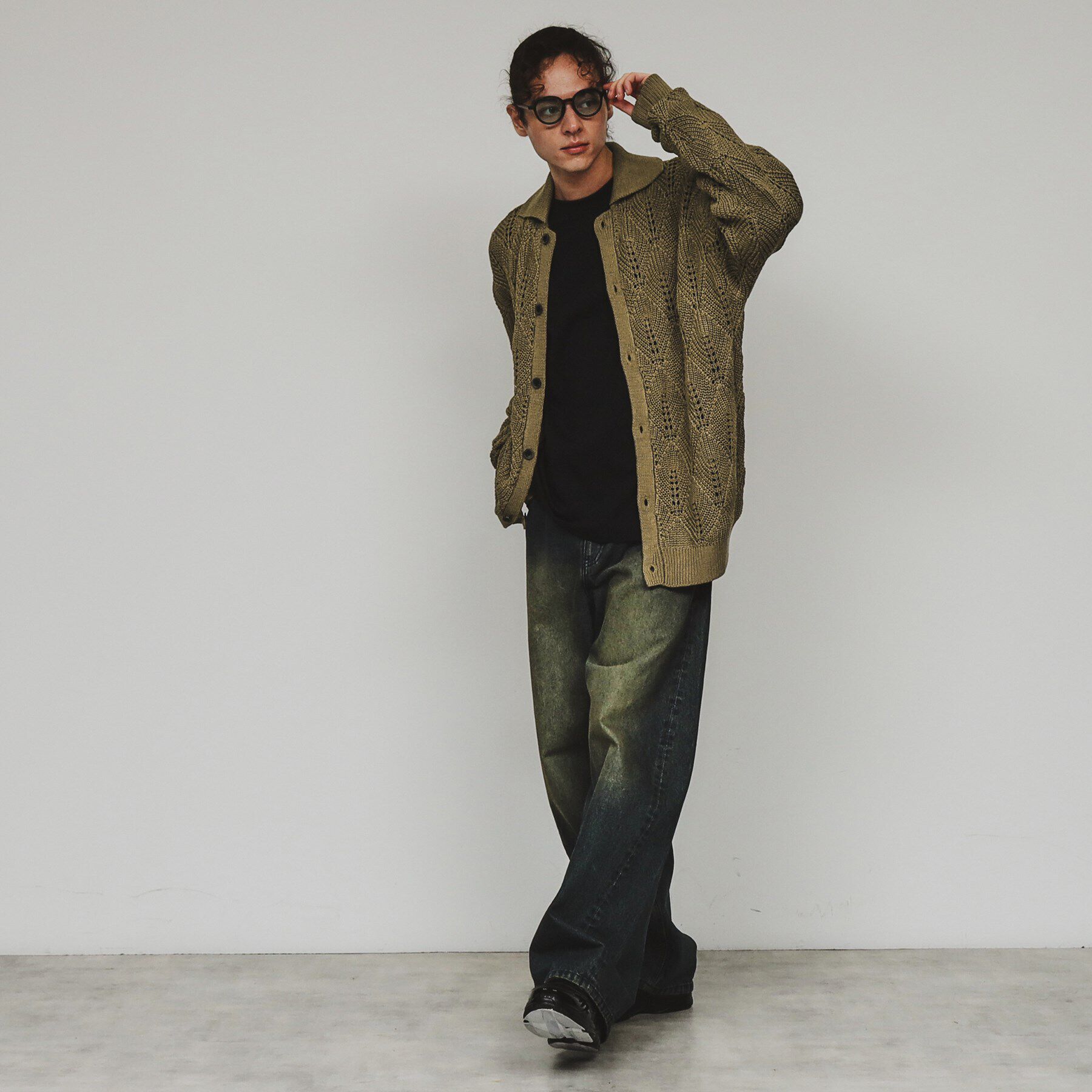 tk.TAKEO KIKUCHI「リーフジャカードニットシャツポロ」|カーディガン|