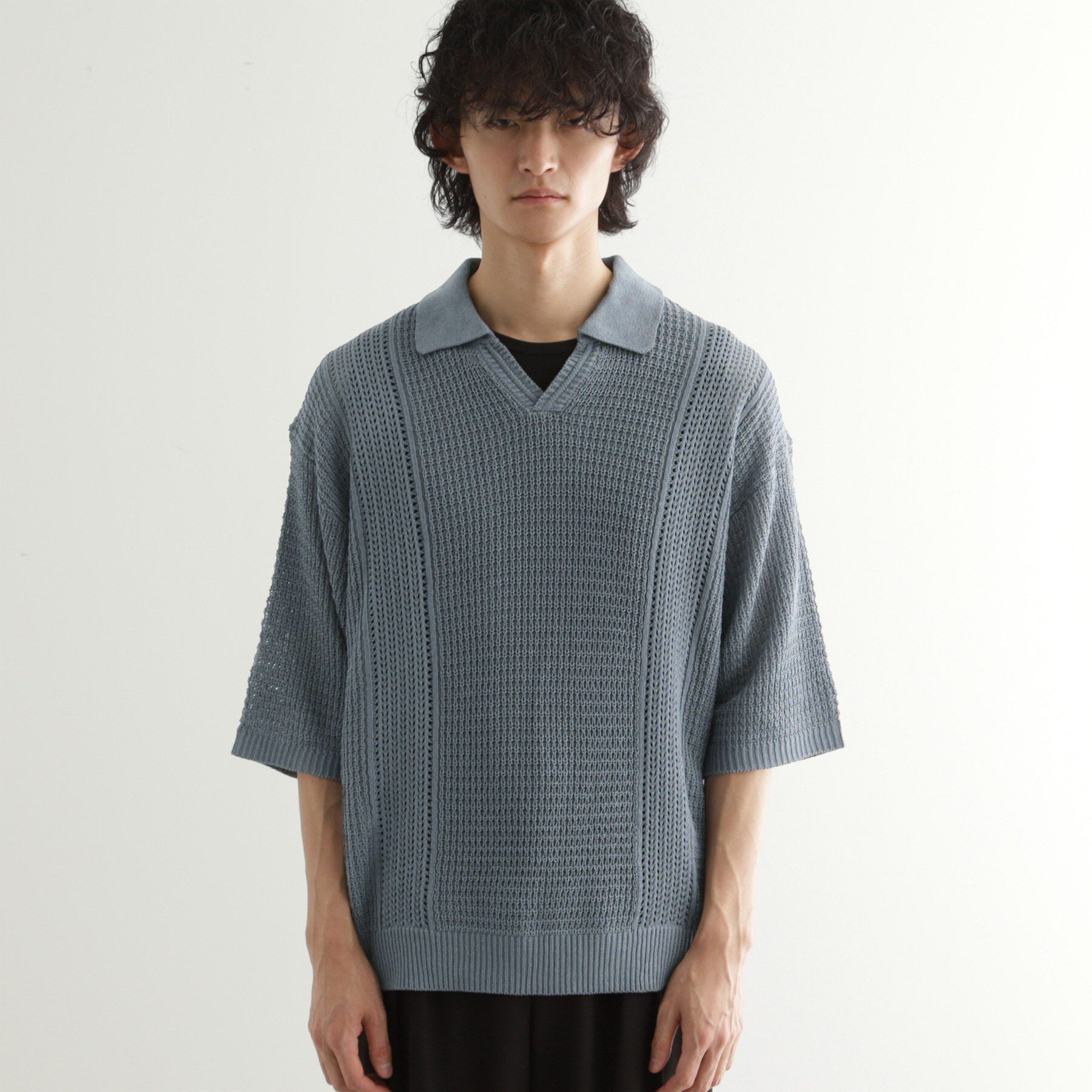 tk.TAKEO KIKUCHI「リネンライクニットポロシャツ」|ニット・セーター|