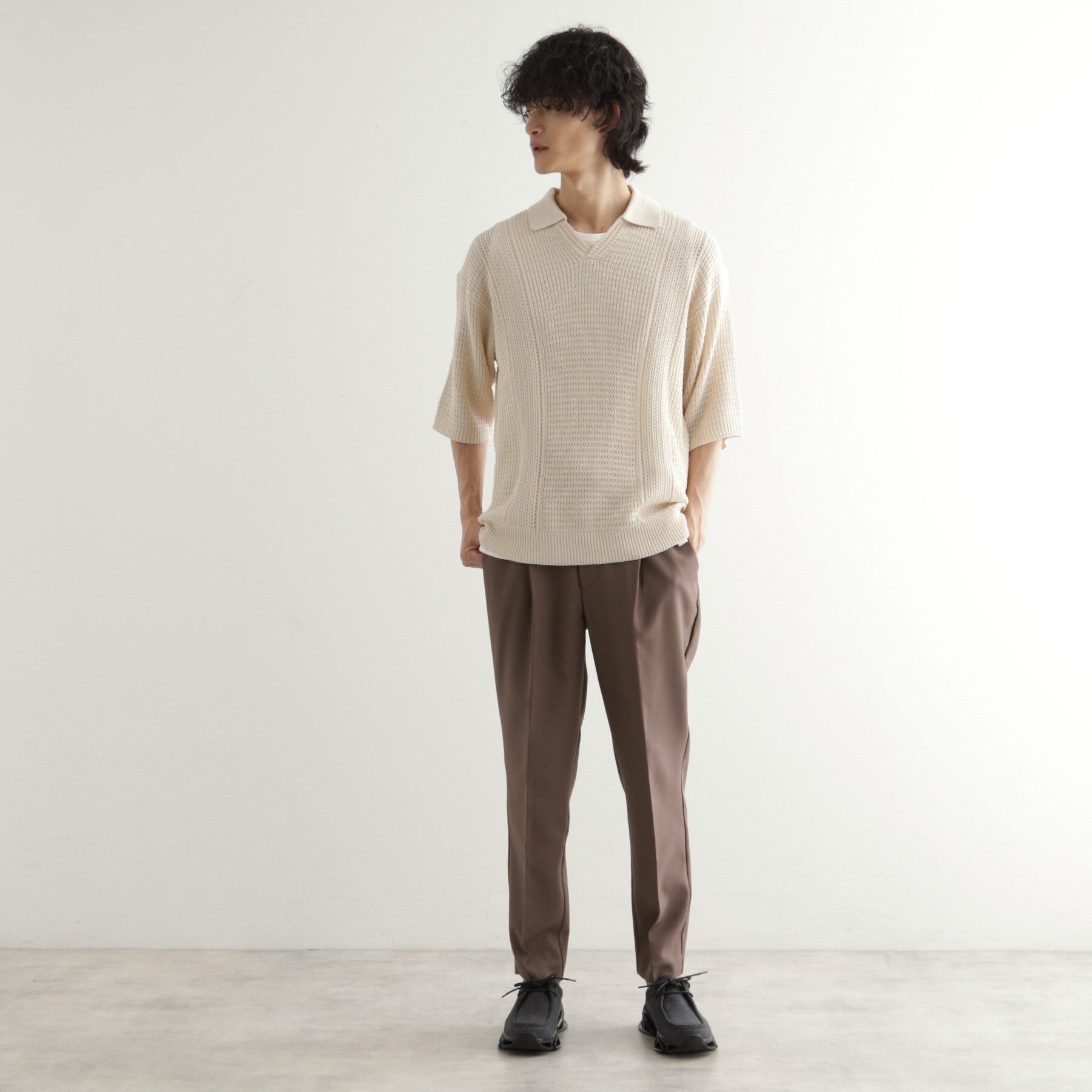 tk.TAKEO KIKUCHI「リネンライクニットポロシャツ」|ニット・セーター|