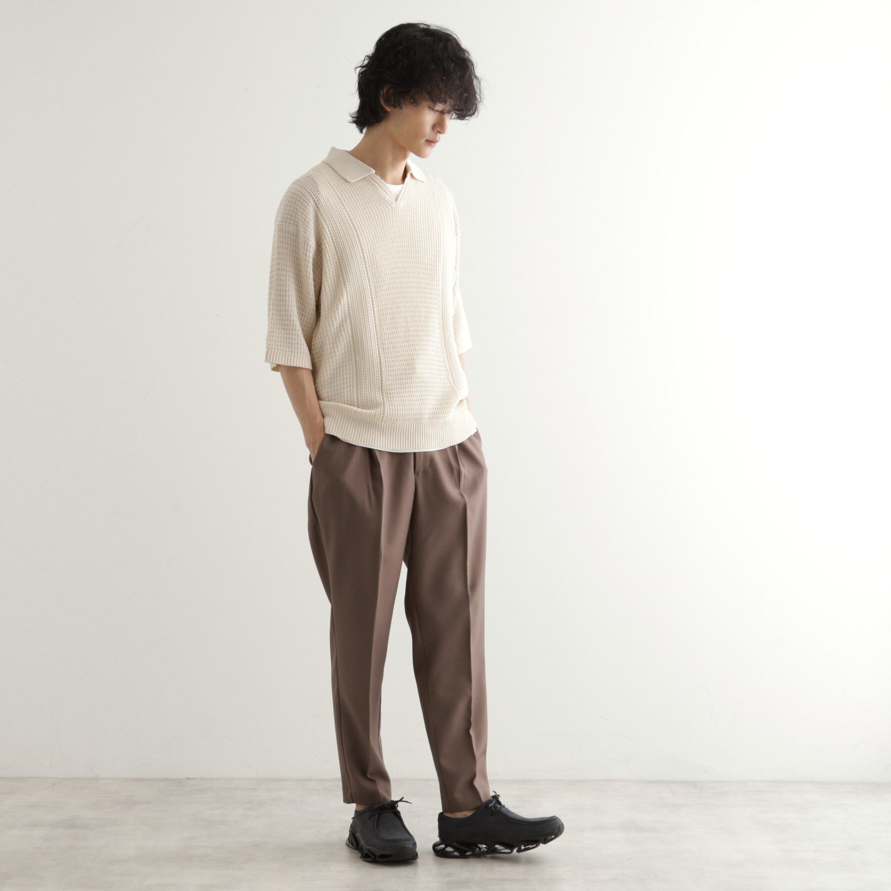 tk.TAKEO KIKUCHI「リネンライクニットポロシャツ」|ニット・セーター|