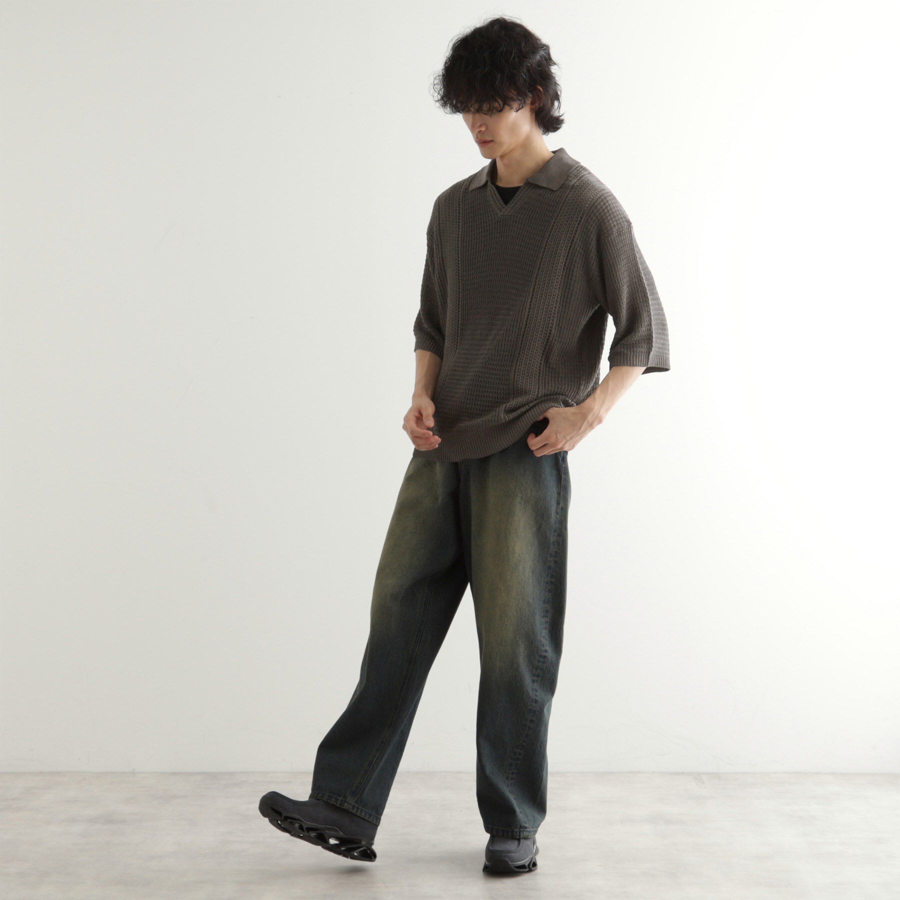 tk.TAKEO KIKUCHI「リネンライクニットポロシャツ」|ニット・セーター|
