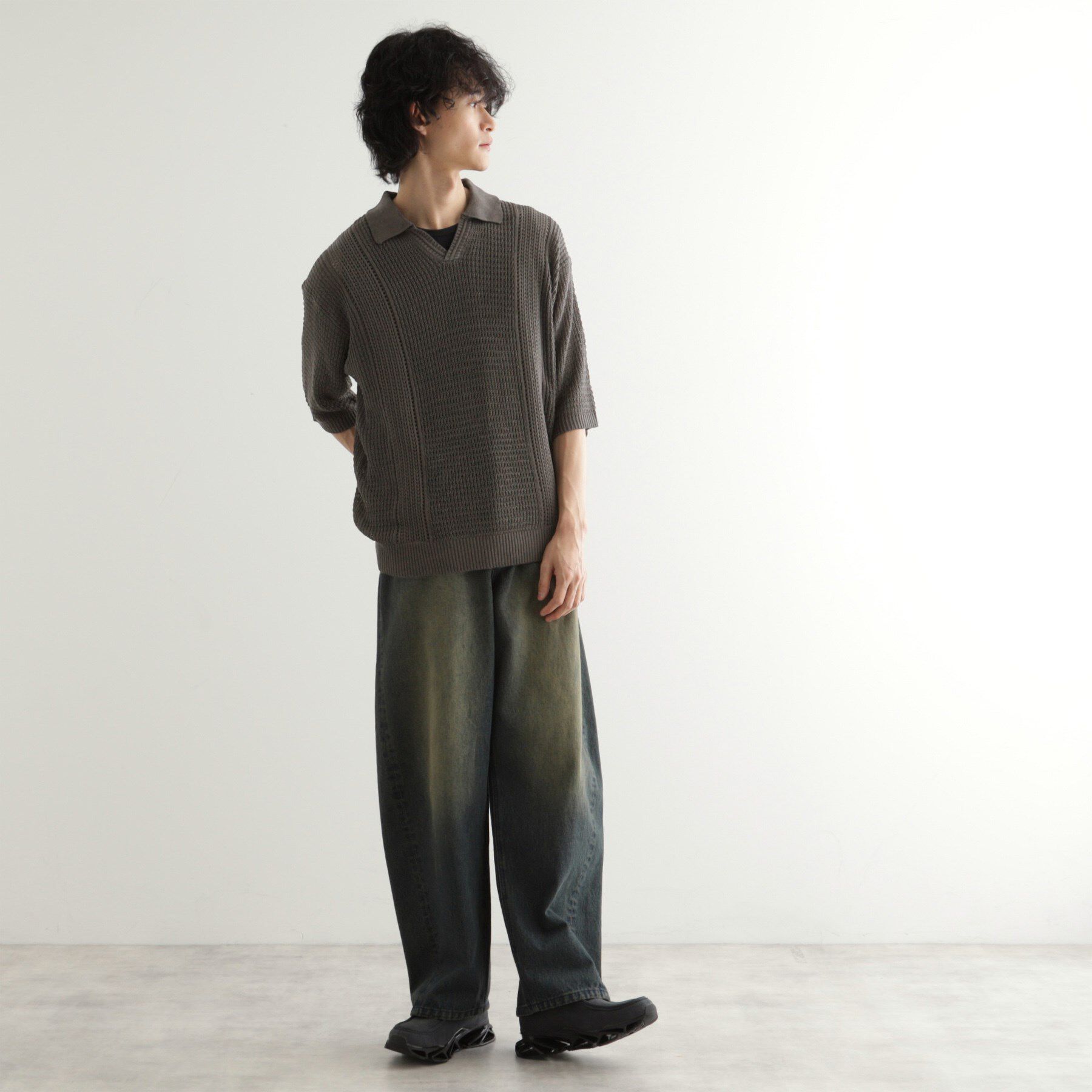 tk.TAKEO KIKUCHI「リネンライクニットポロシャツ」|ニット・セーター|