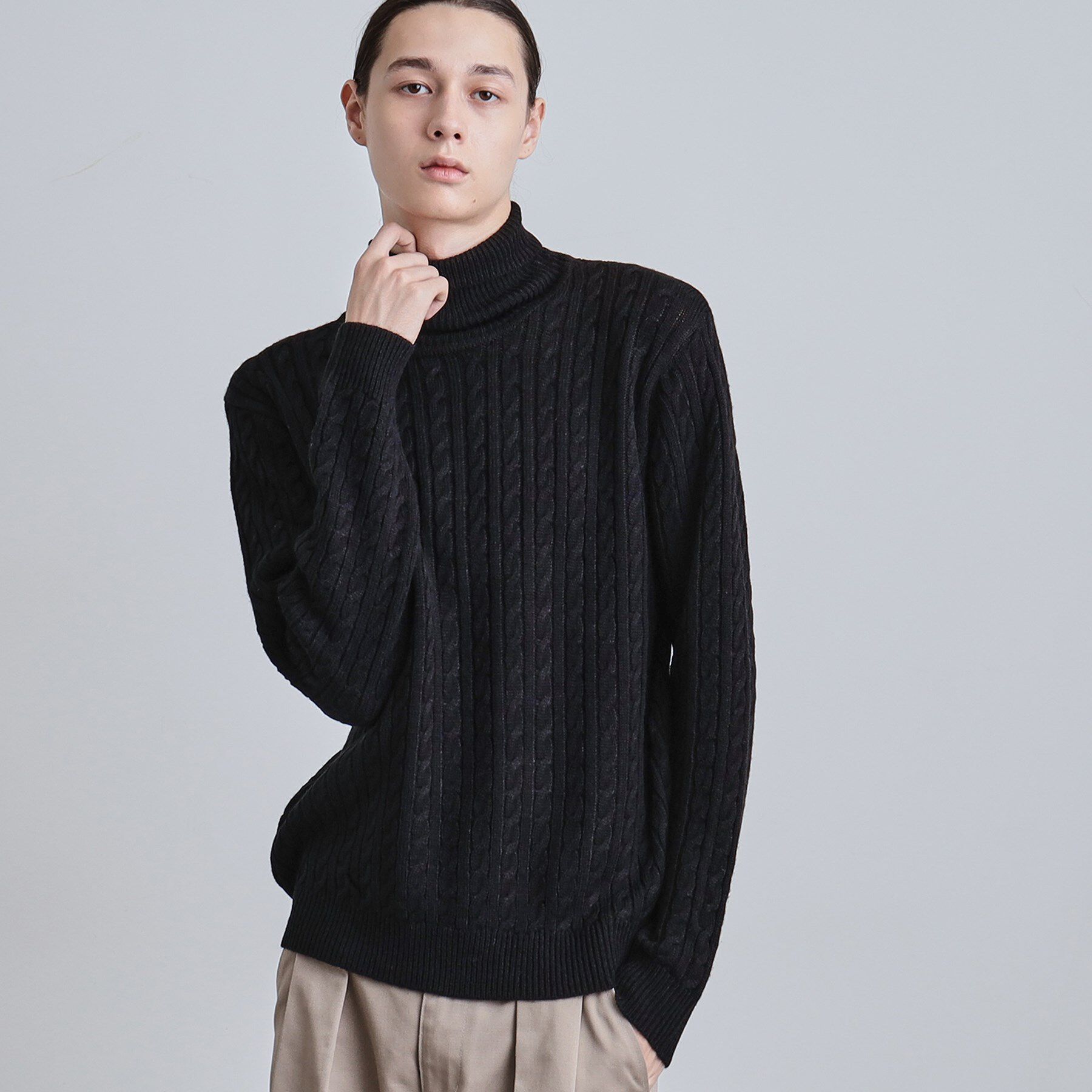 tk.TAKEO KIKUCHI「ケーブルタートルニット」|ニット・セーター|