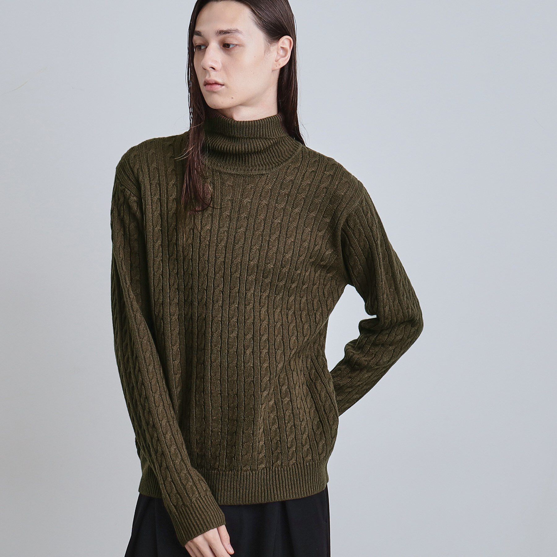 tk.TAKEO KIKUCHI「ケーブルタートルニット」|ニット・セーター|ブラウン(044)