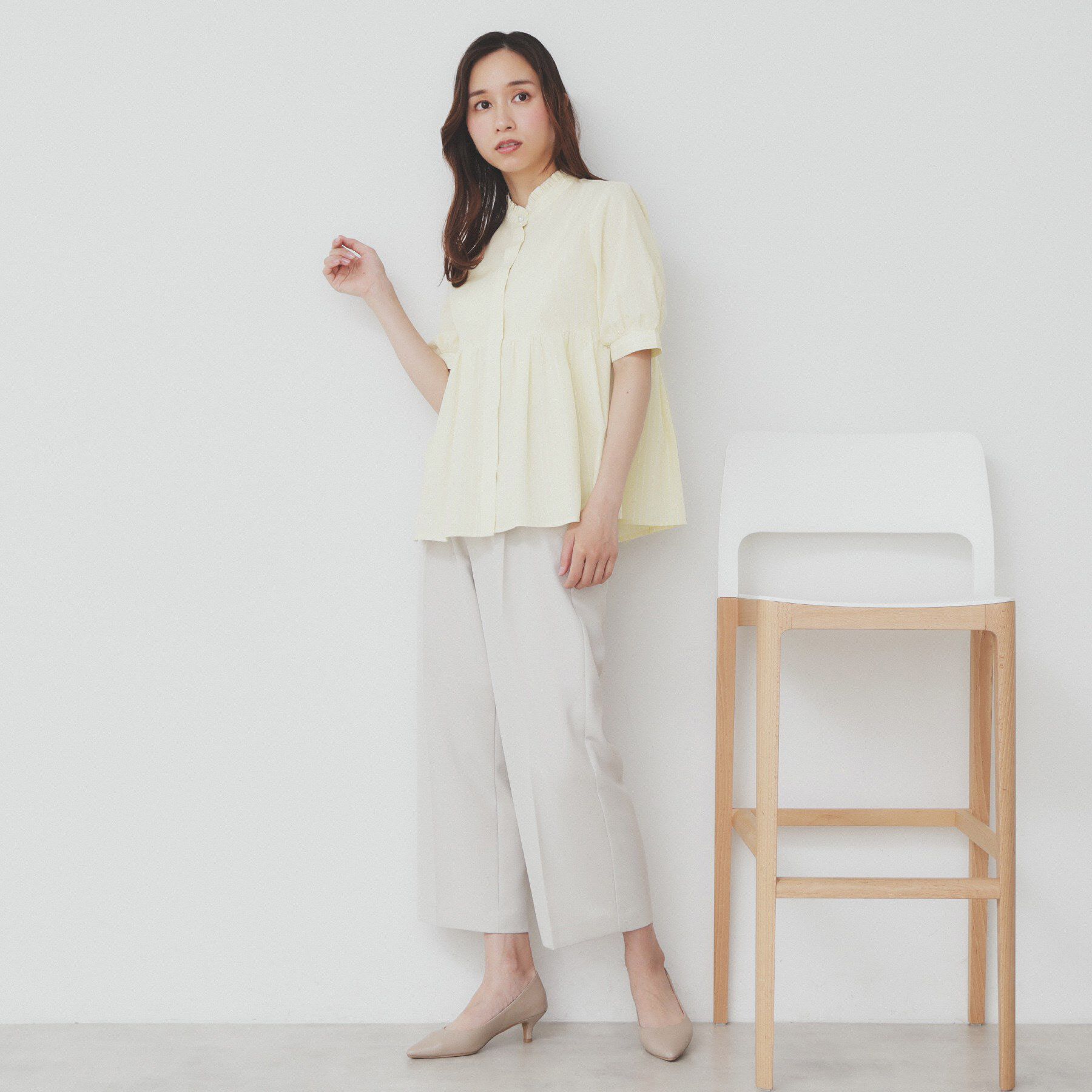 index「《5色展開》フリルバンドカラーペプラムブラウス【洗濯機洗い可/イージーアイロン/防シワ】」|シャツ・ブラウス|