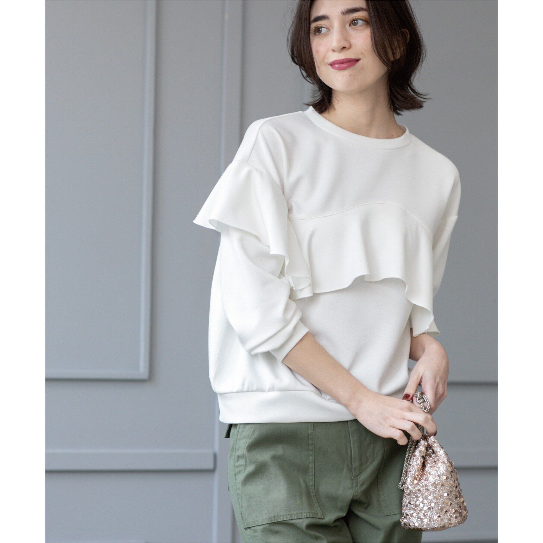 OPAQUE.CLIP「フリルアシメトップス【洗濯機洗い可】」|Tシャツ・カットソー|