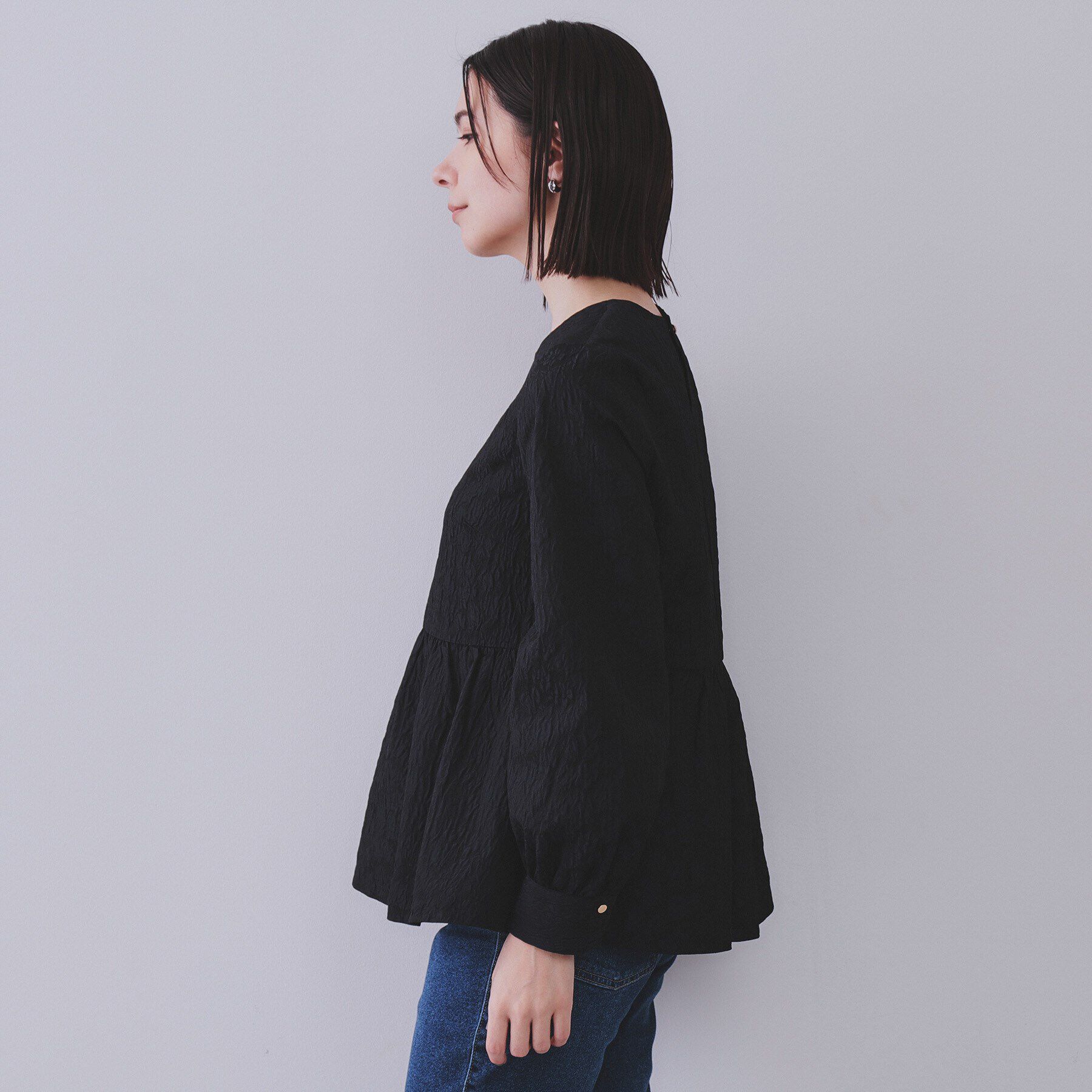 OPAQUE.CLIP「《通勤・セレモニー対応》ジャカードペプラムブラウス【洗濯機洗い可】」|シャツ・ブラウス|