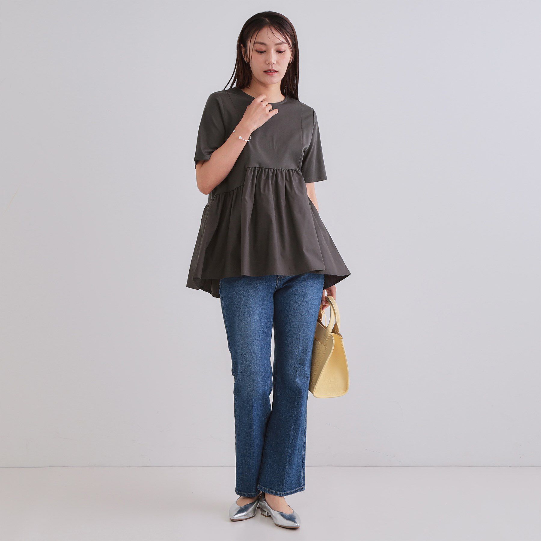 OPAQUE.CLIP「ペプラムドッキングカットソー【洗濯機洗い可】」|Tシャツ・カットソー|