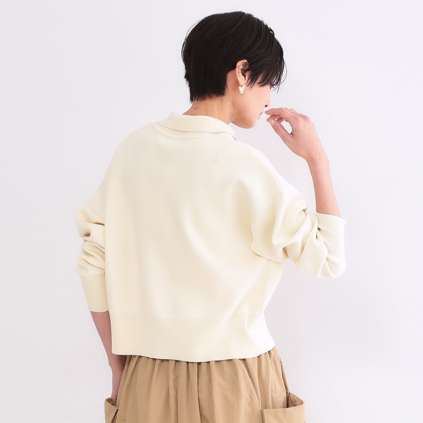 OPAQUE.CLIP「ハーフZIP刺繍ロゴニット【洗濯機OK】」|ニット・セーター|