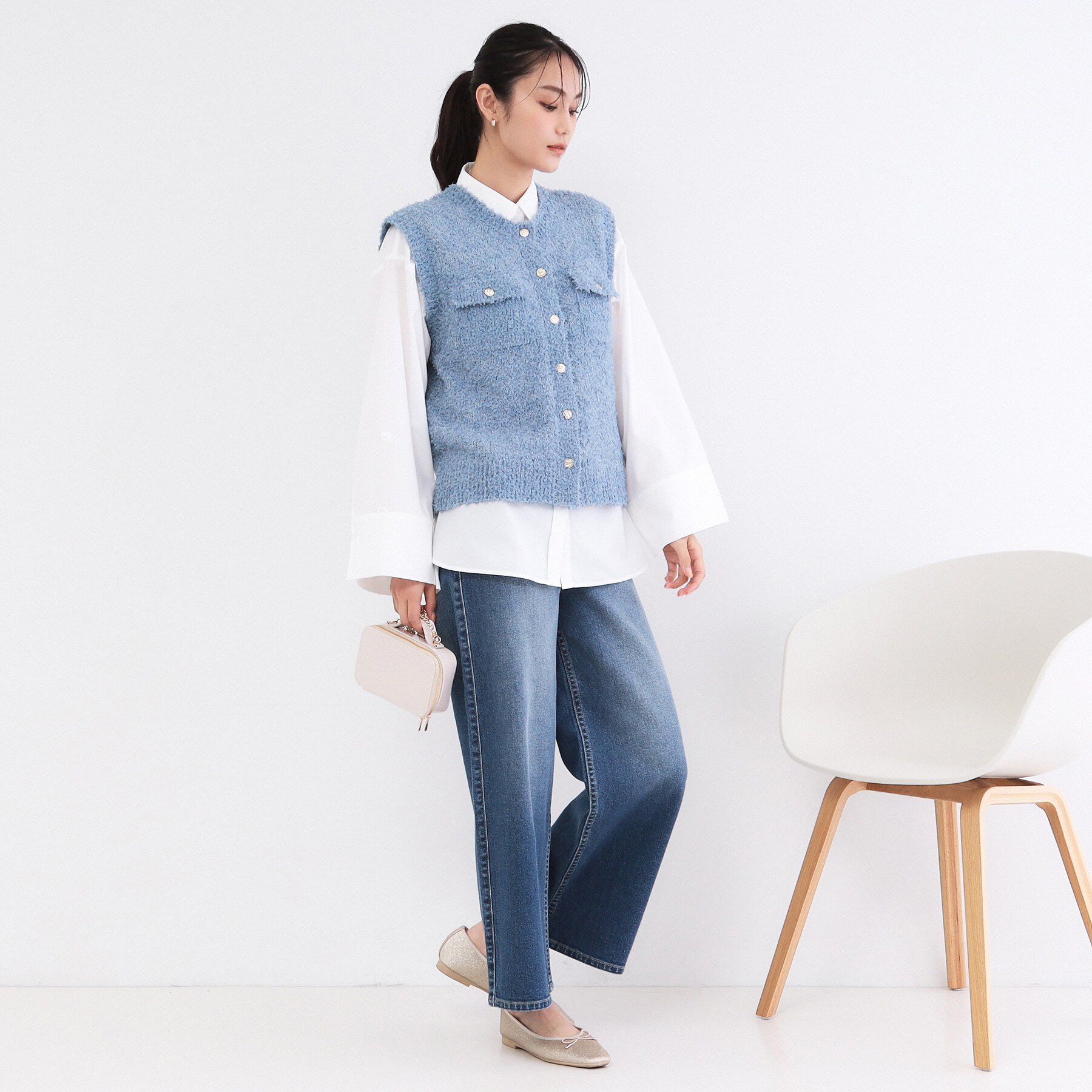 OPAQUE.CLIP「変形金ボタンニットベスト【洗濯機OK】」|ベスト・ジレ|