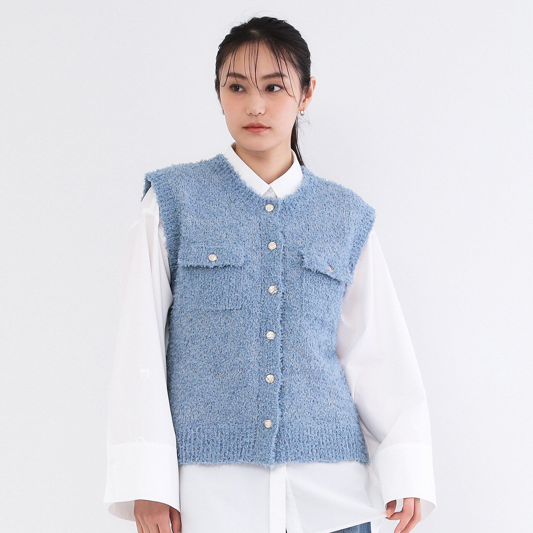 OPAQUE.CLIP「変形金ボタンニットベスト【洗濯機OK】」|ベスト・ジレ|