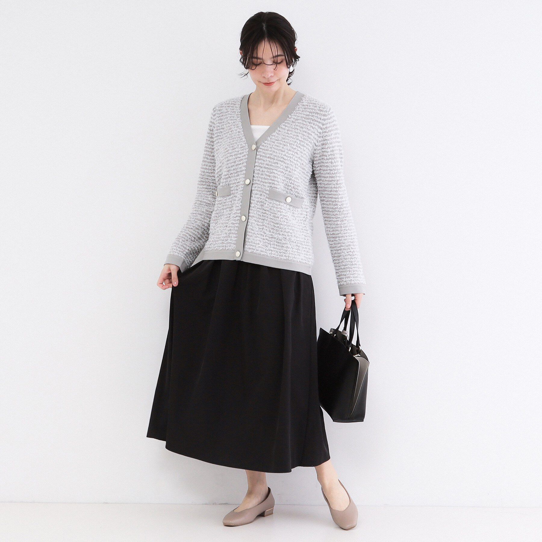 OPAQUE.CLIP「シャンブレータフタタックフレアスカート【洗濯機OK】」|スカート|