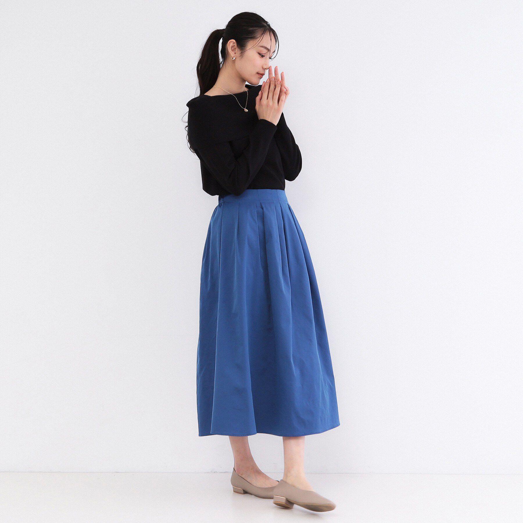 OPAQUE.CLIP「シャンブレータフタタックフレアスカート【洗濯機OK】」|スカート|