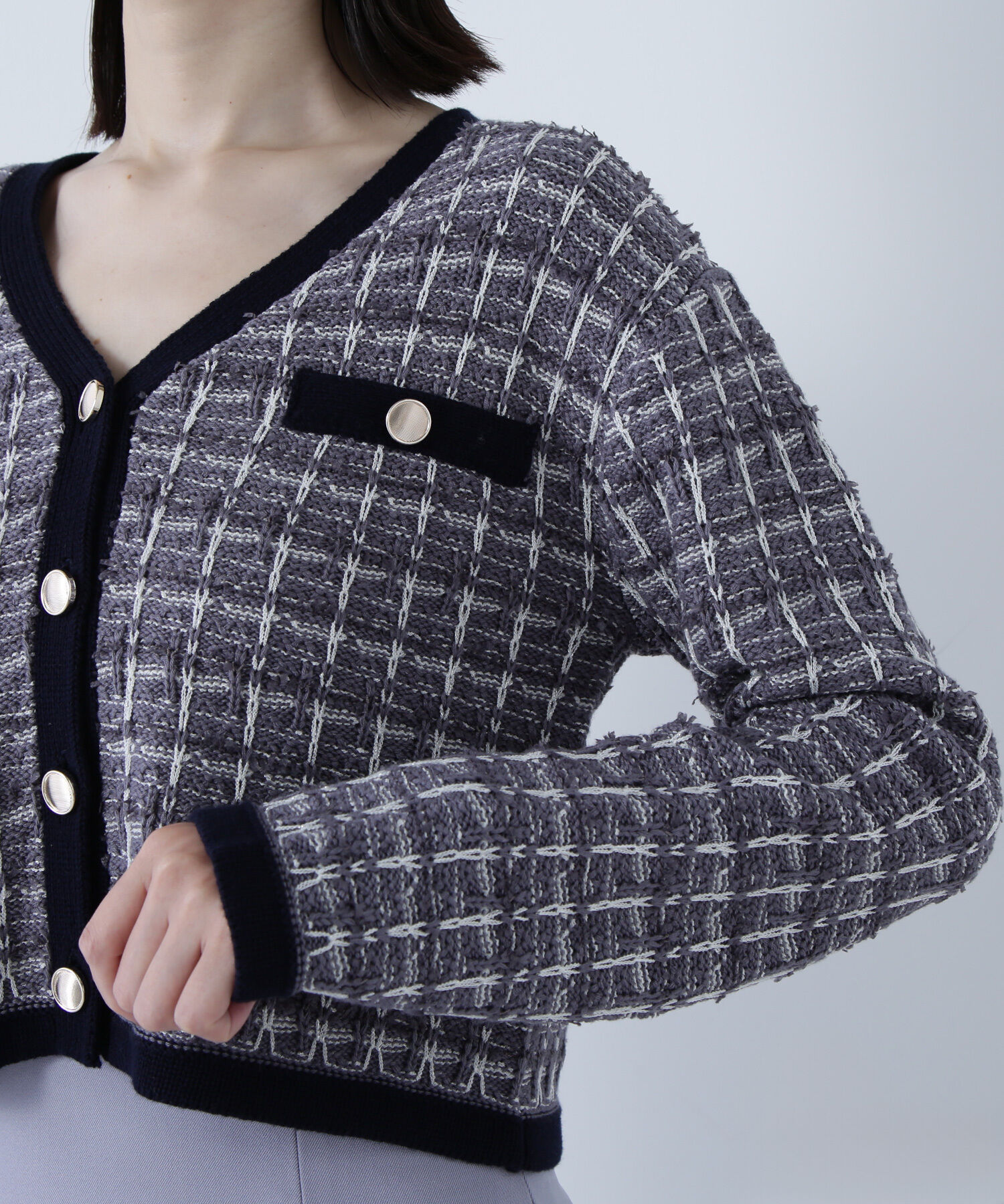  「ツイードVネックカーディガン」|ニット・セーター|