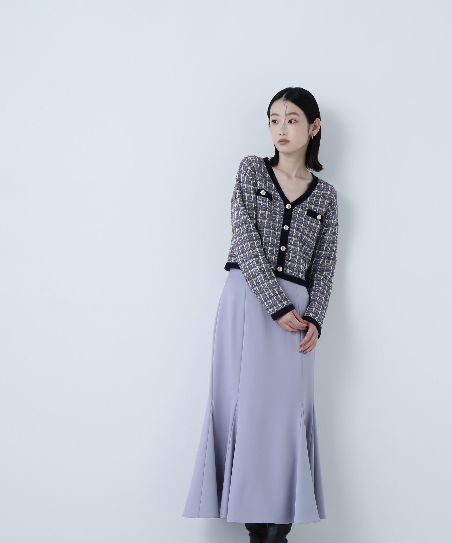  「ツイードVネックカーディガン」|ニット・セーター|