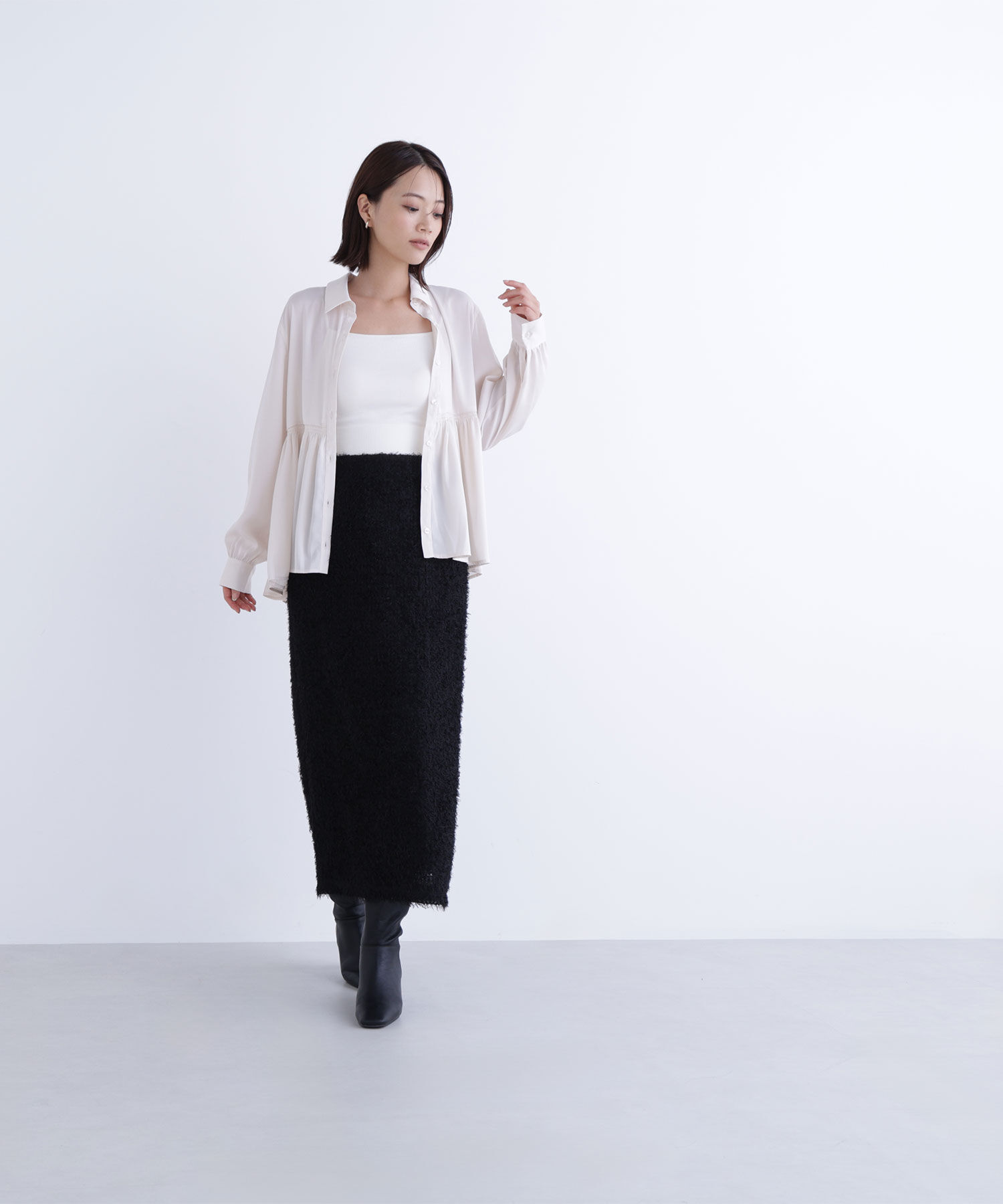  「サテンペプラムブラウス」|シャツ・ブラウス|