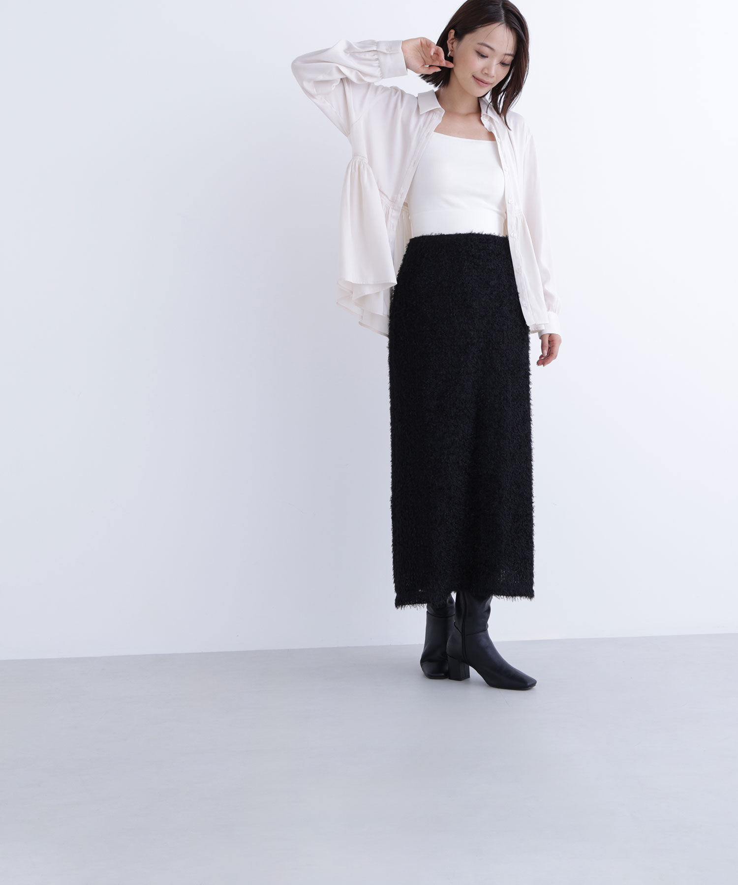  「サテンペプラムブラウス」|シャツ・ブラウス|