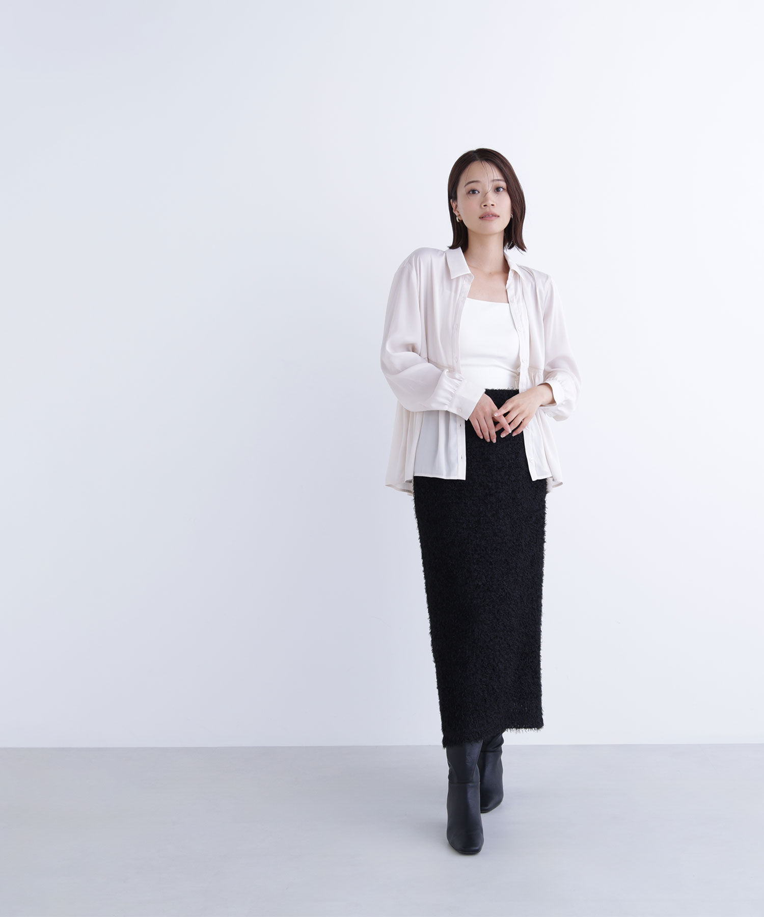  「サテンペプラムブラウス」|シャツ・ブラウス|