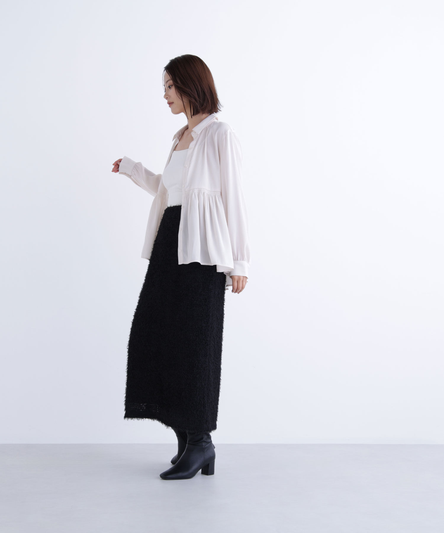  「サテンペプラムブラウス」|シャツ・ブラウス|