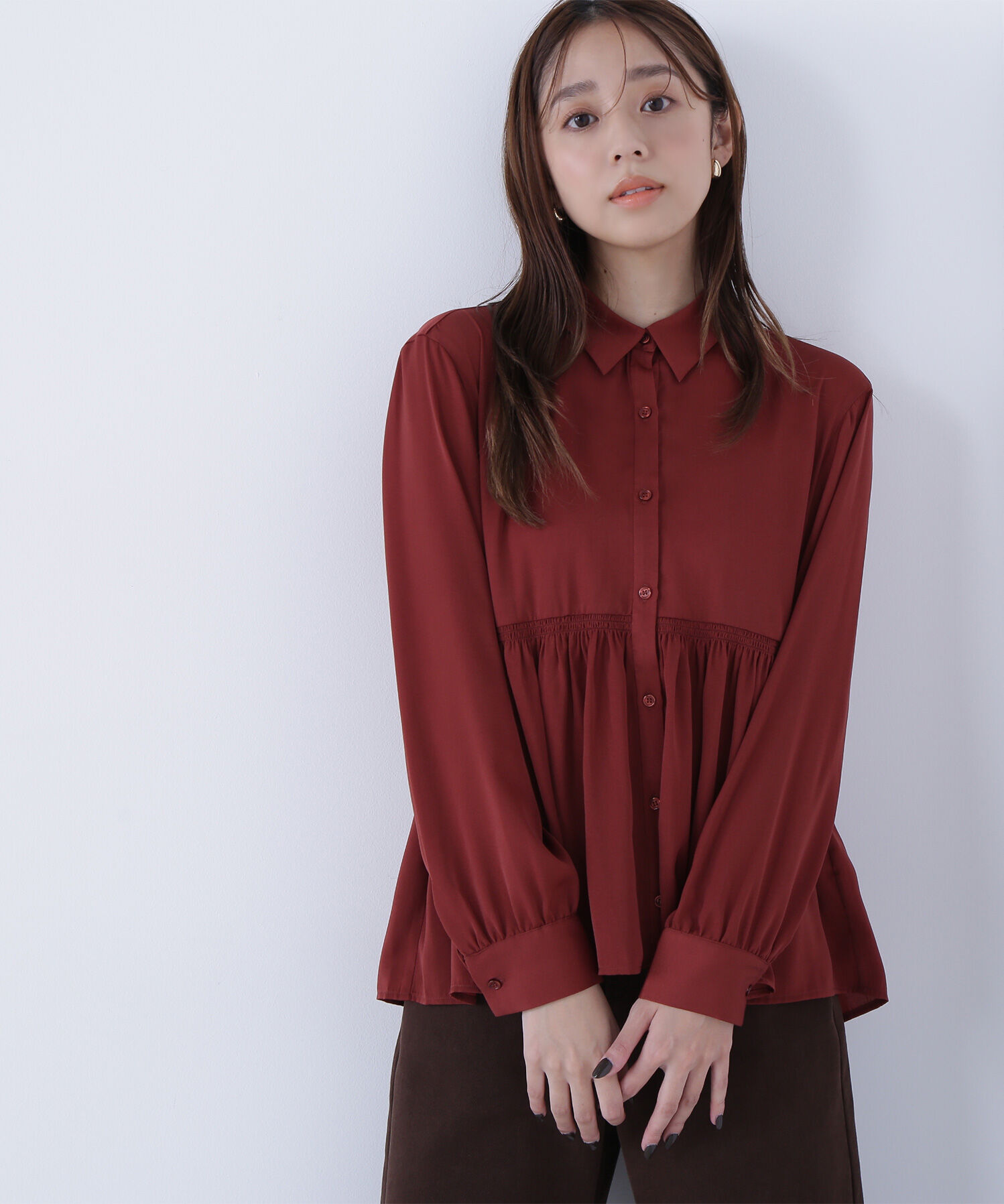  「サテンペプラムブラウス」|シャツ・ブラウス|ブリックレッ