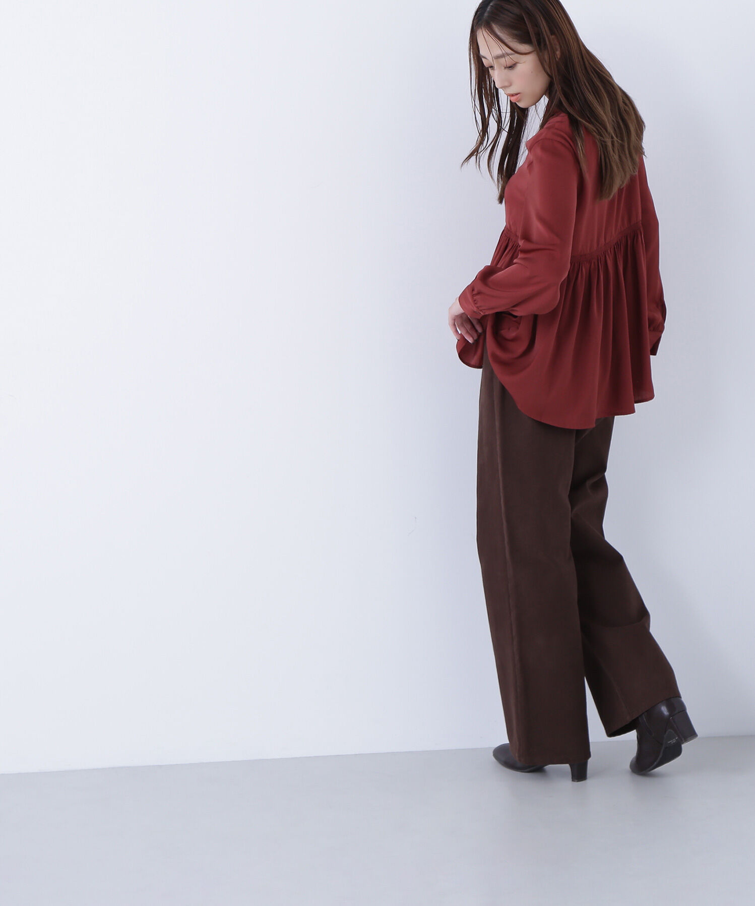  「サテンペプラムブラウス」|シャツ・ブラウス|