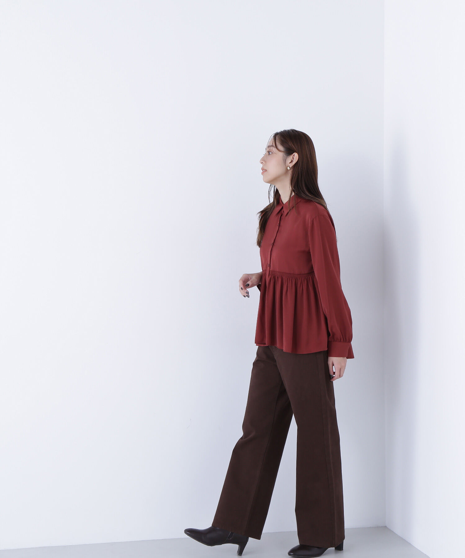  「サテンペプラムブラウス」|シャツ・ブラウス|