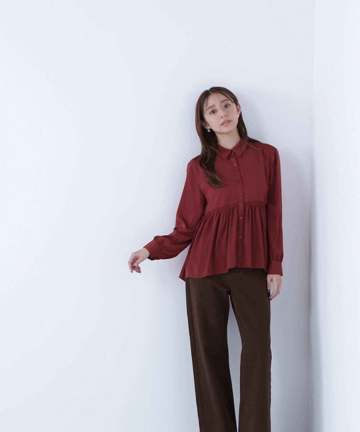  「サテンペプラムブラウス」|シャツ・ブラウス|