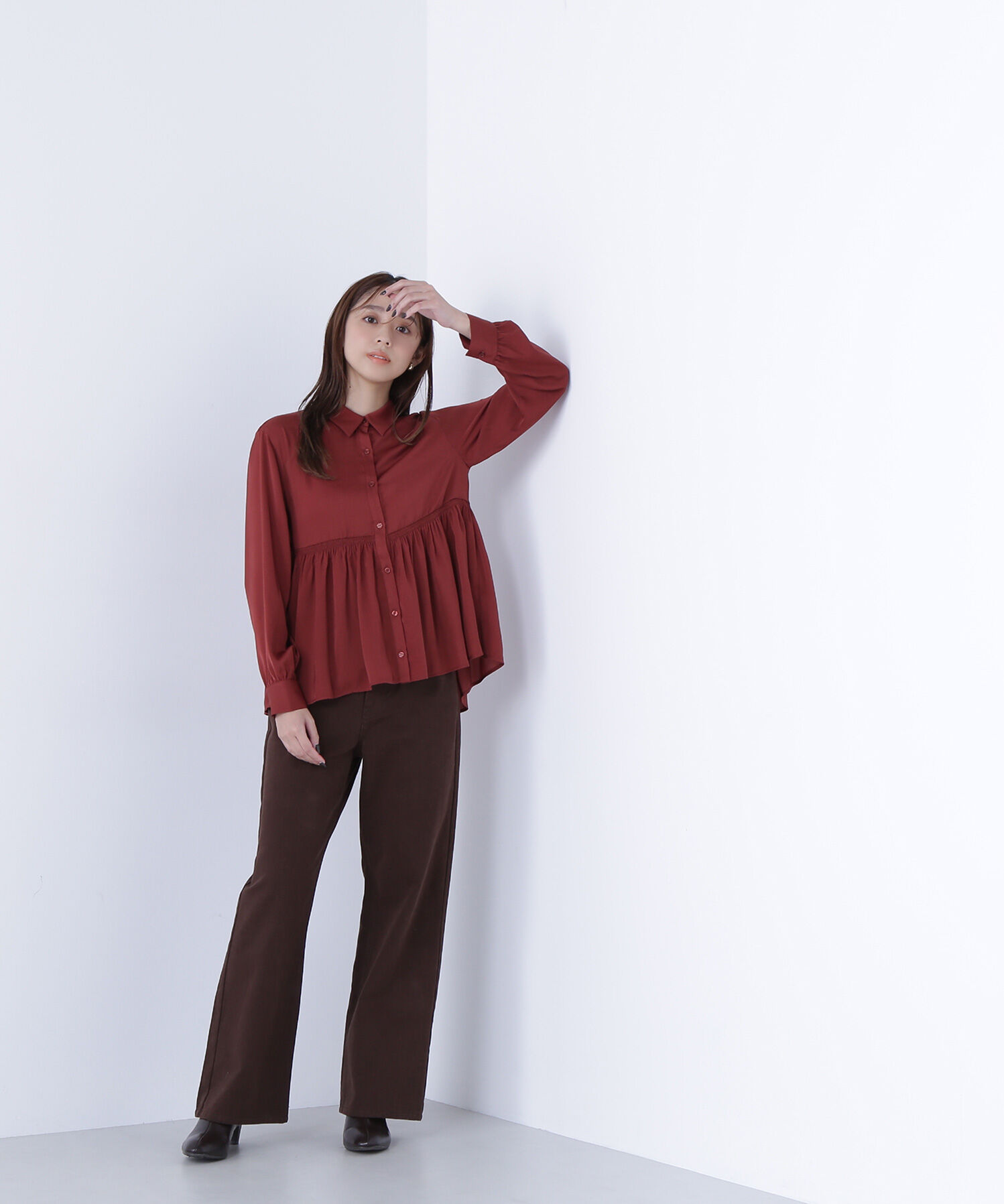  「サテンペプラムブラウス」|シャツ・ブラウス|