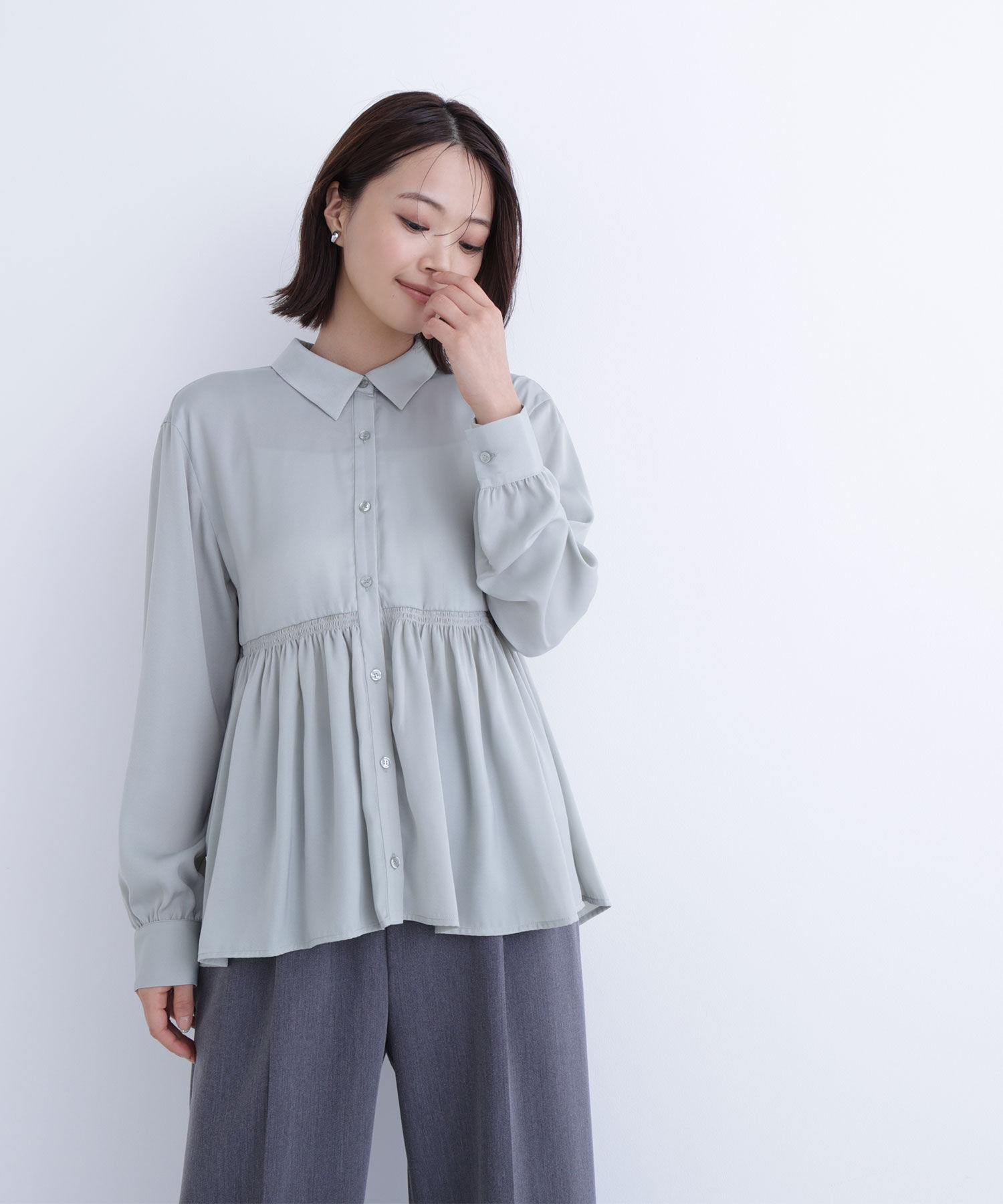  「サテンペプラムブラウス」|シャツ・ブラウス|