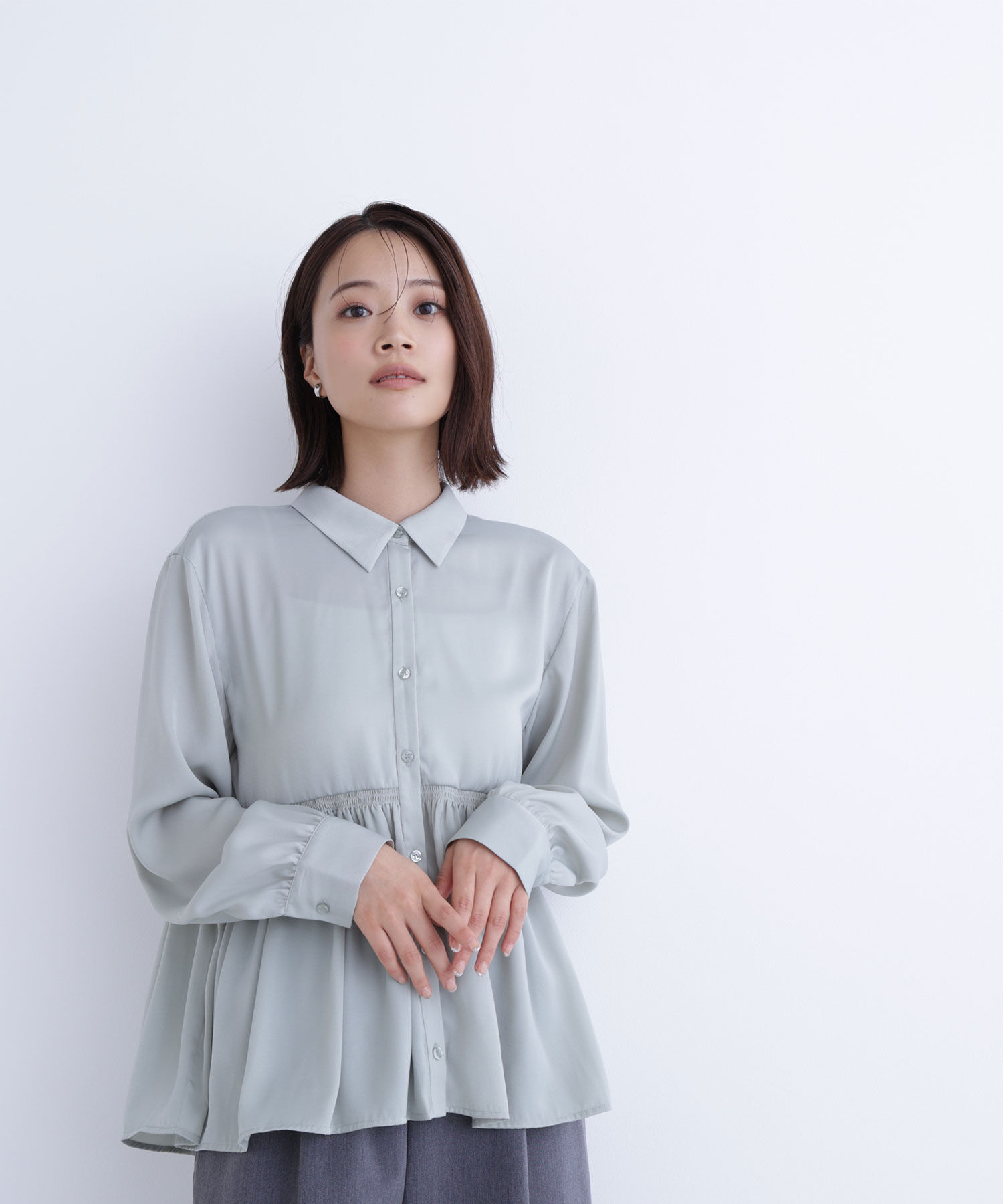  「サテンペプラムブラウス」|シャツ・ブラウス|