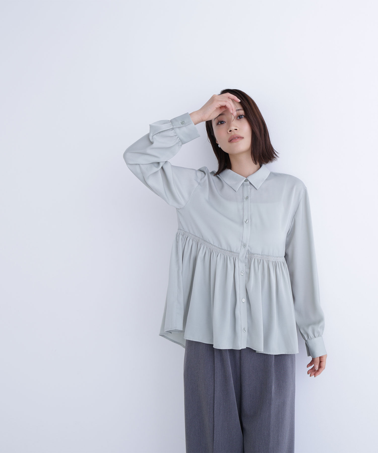  「サテンペプラムブラウス」|シャツ・ブラウス|