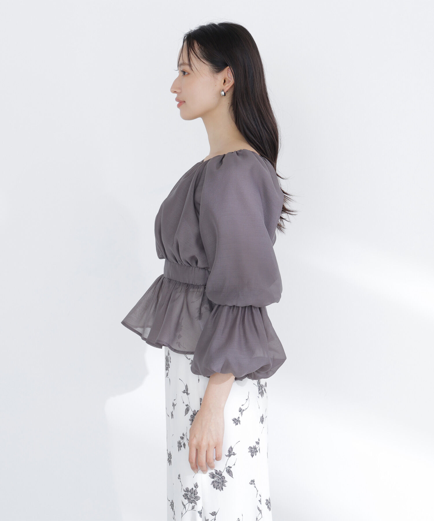  「シアーギャザーペプラムブラウス」|シャツ・ブラウス|