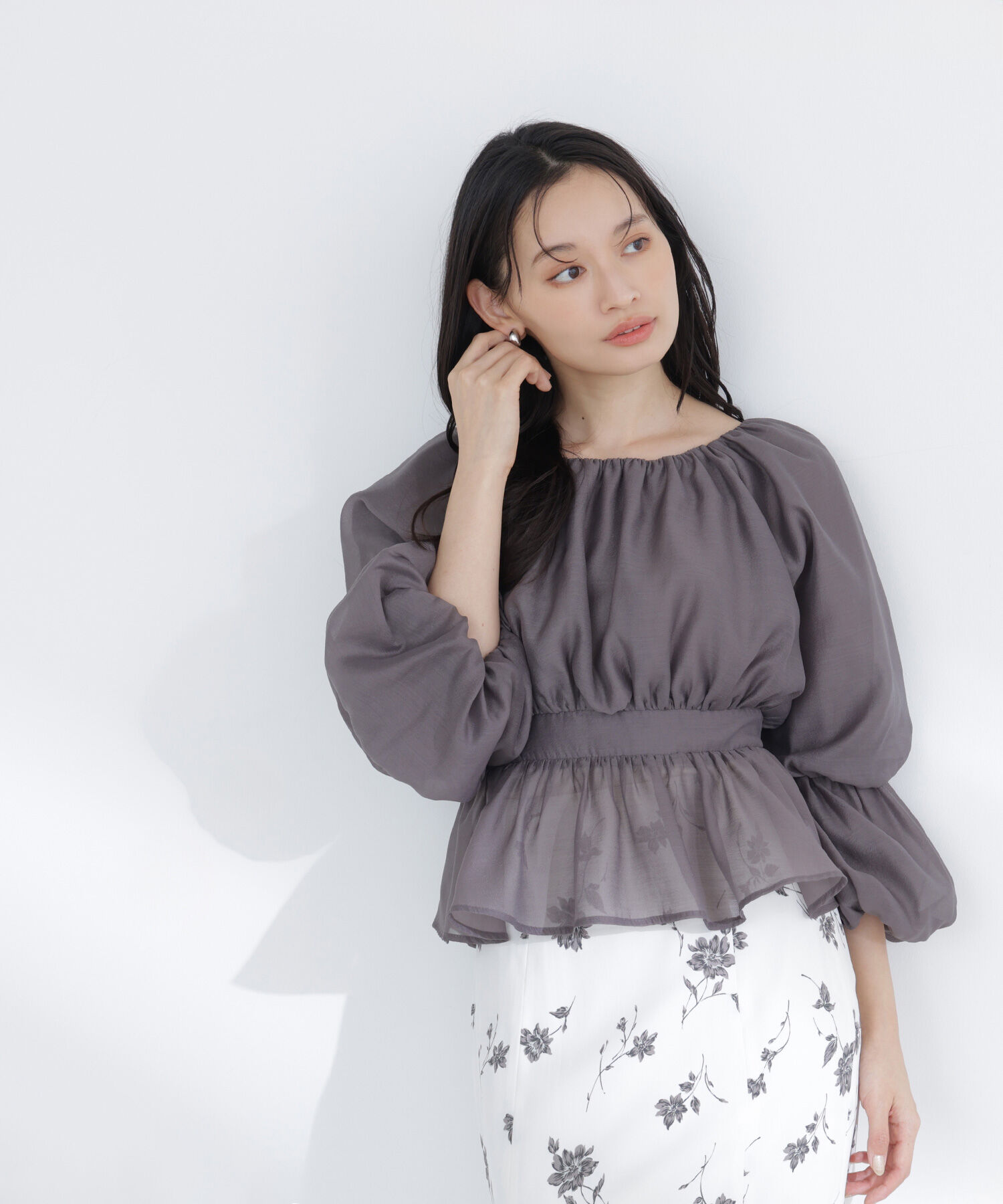  「シアーギャザーペプラムブラウス」|シャツ・ブラウス|