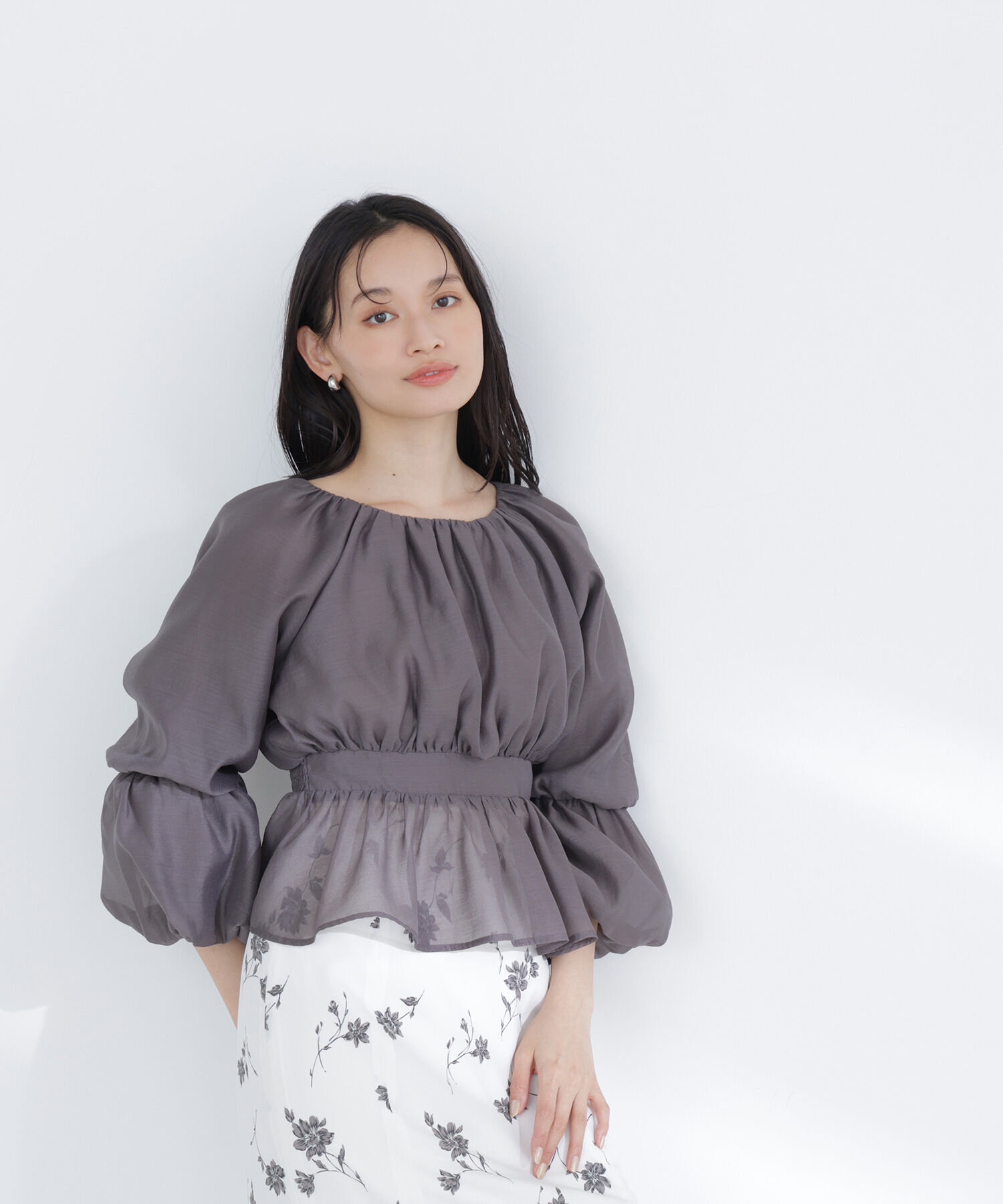  「シアーギャザーペプラムブラウス」|シャツ・ブラウス|