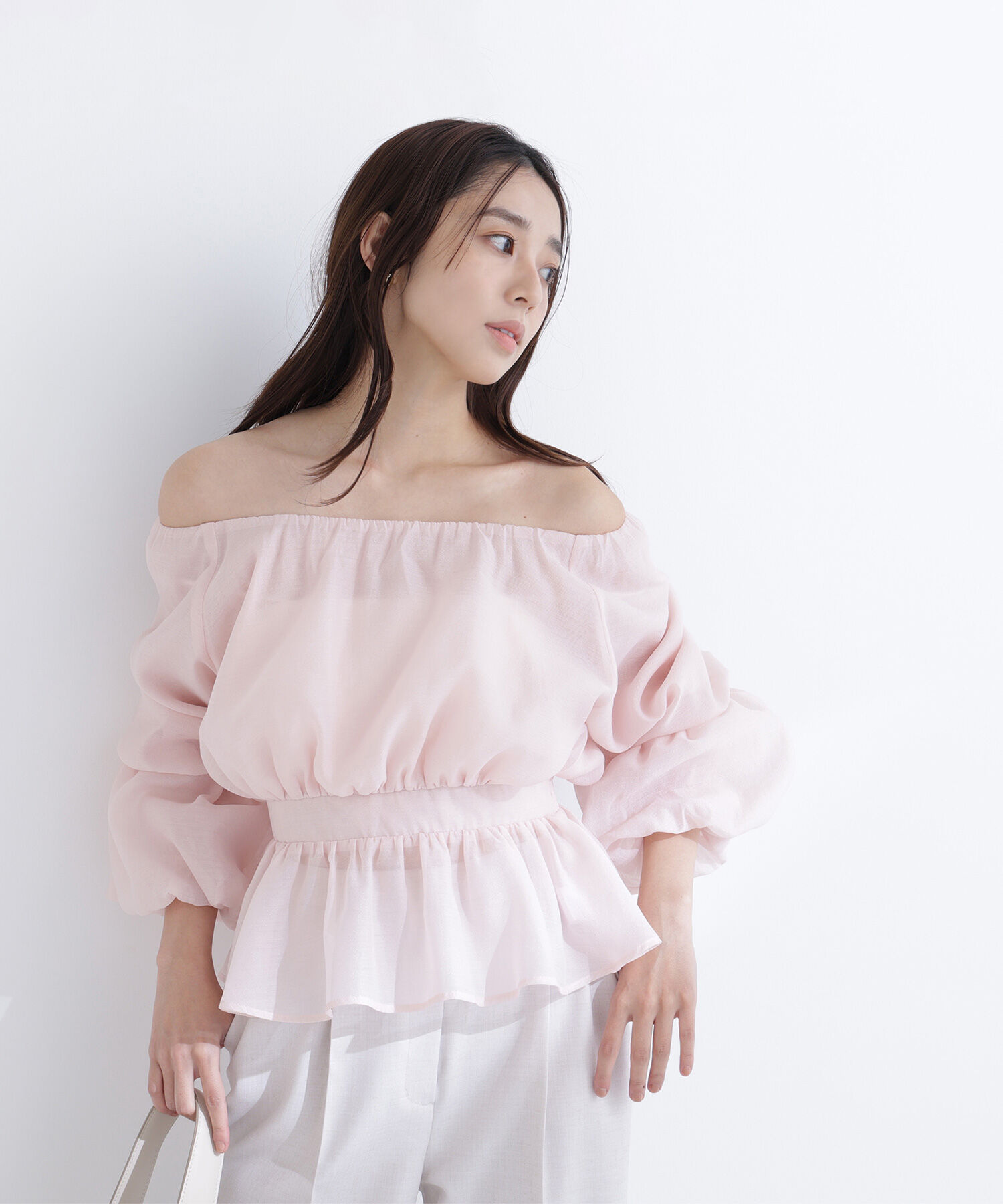  「シアーギャザーペプラムブラウス」|シャツ・ブラウス|