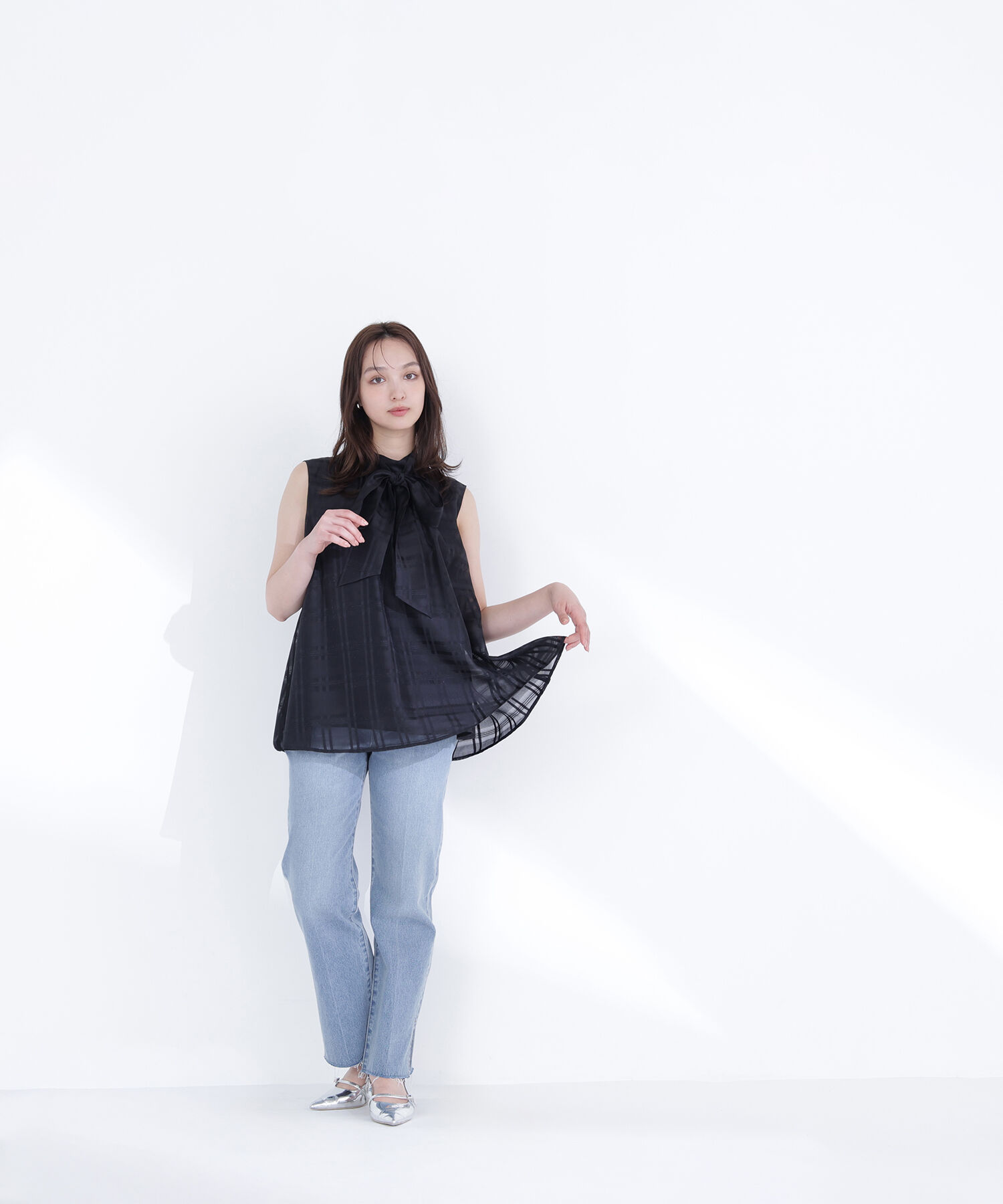  「シアーチェックブラウス」|シャツ・ブラウス|