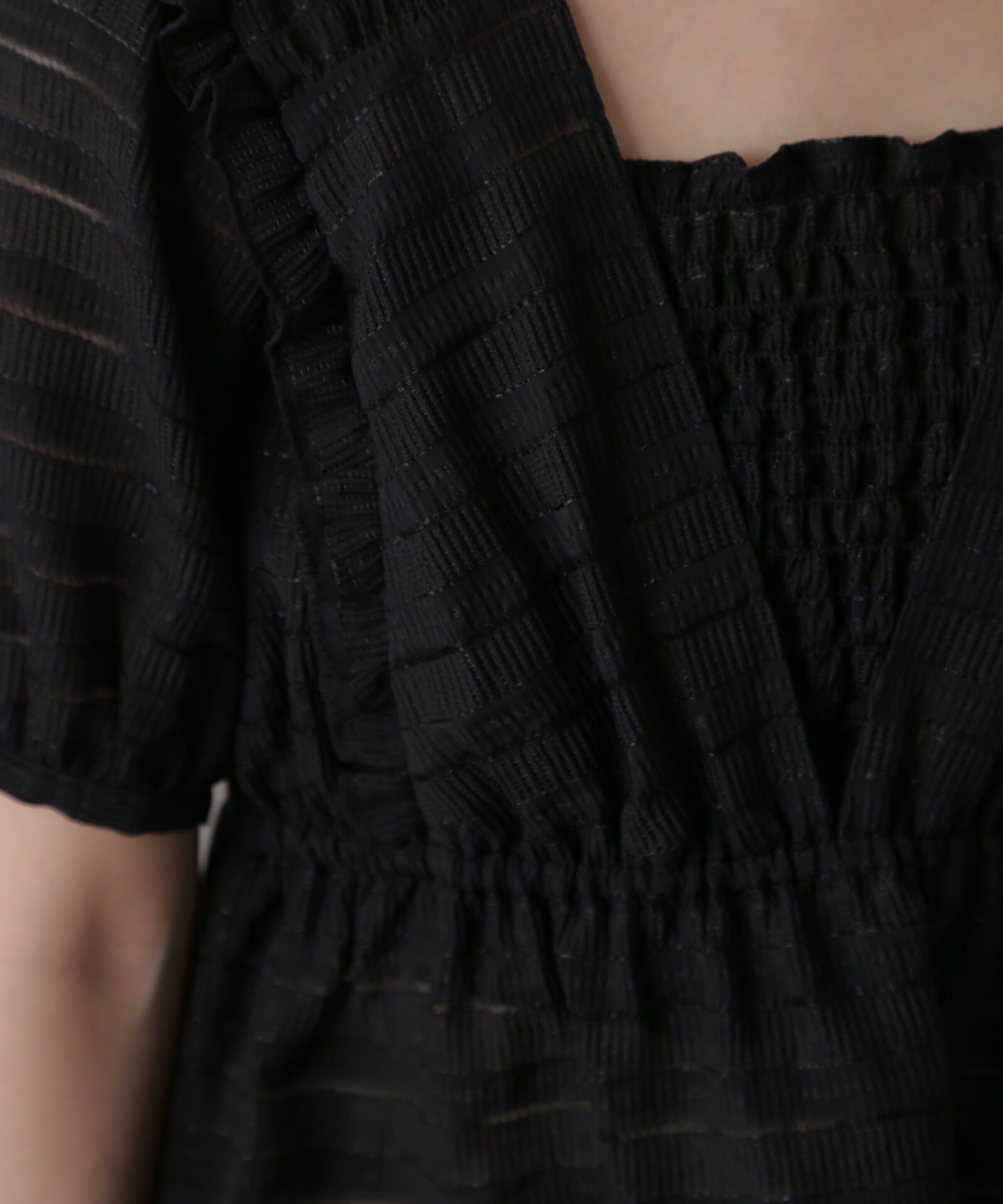  「肩フリルシャーリングペプラムブラウス」|シャツ・ブラウス|