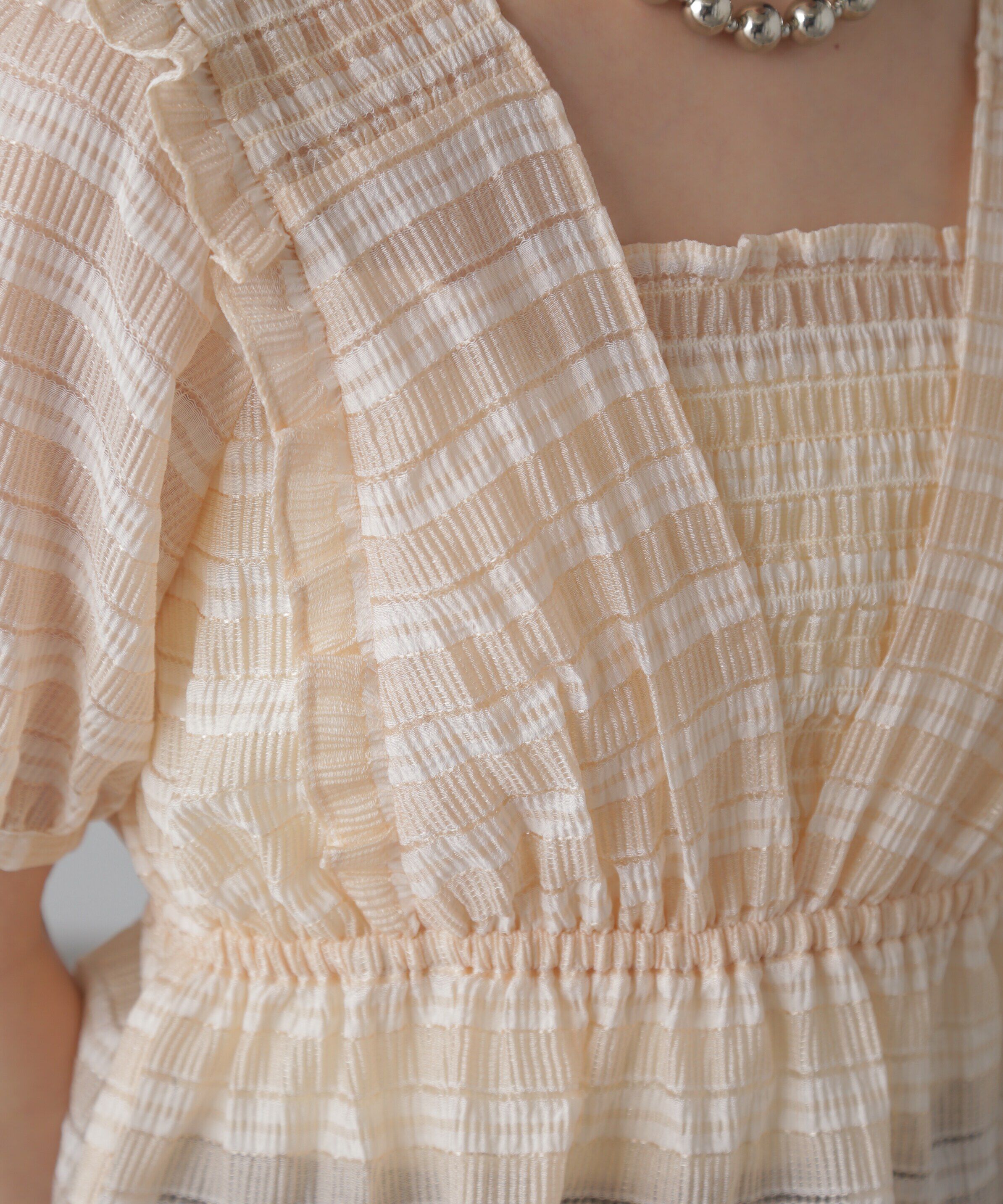  「肩フリルシャーリングペプラムブラウス」|シャツ・ブラウス|